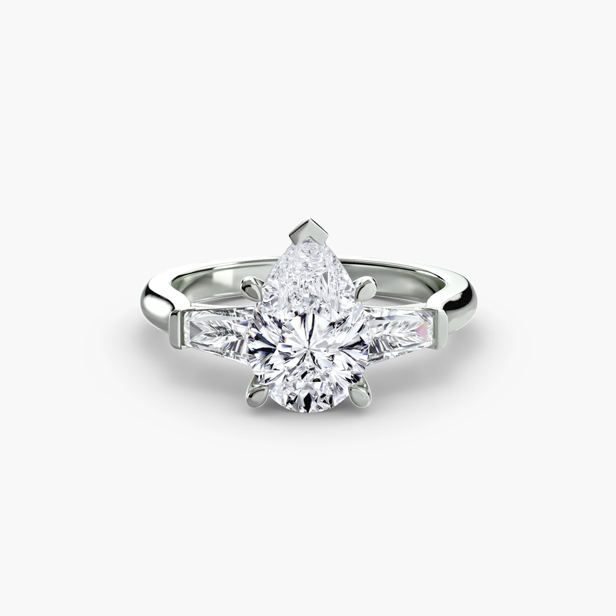 Anello con Tre Pietre (pietre laterali a baguette)