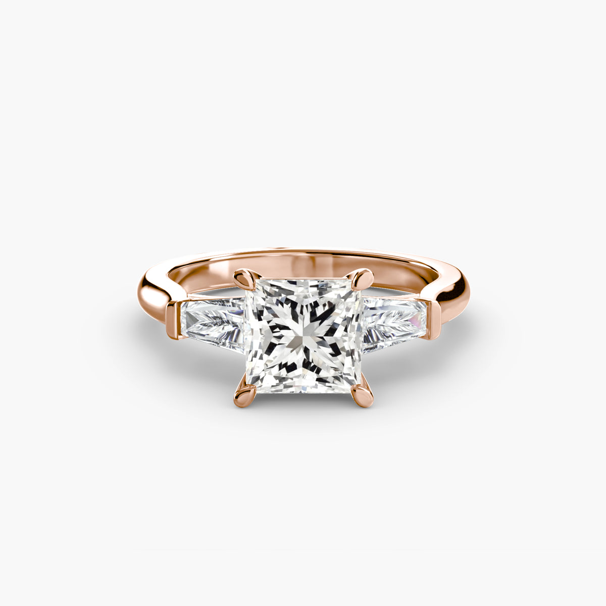Anello con Tre Pietre (pietre laterali a baguette)