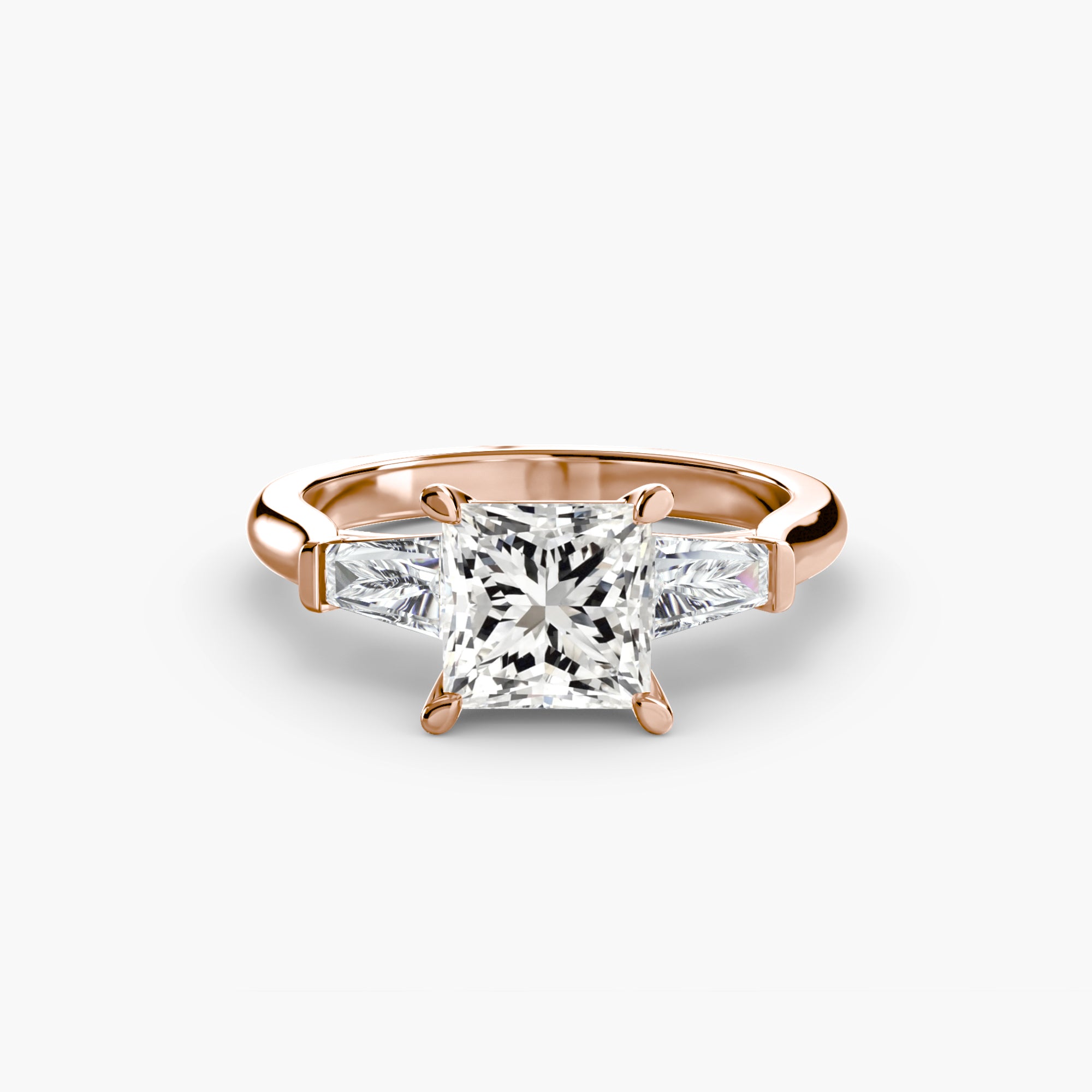Anello con Tre Pietre (pietre laterali a baguette)