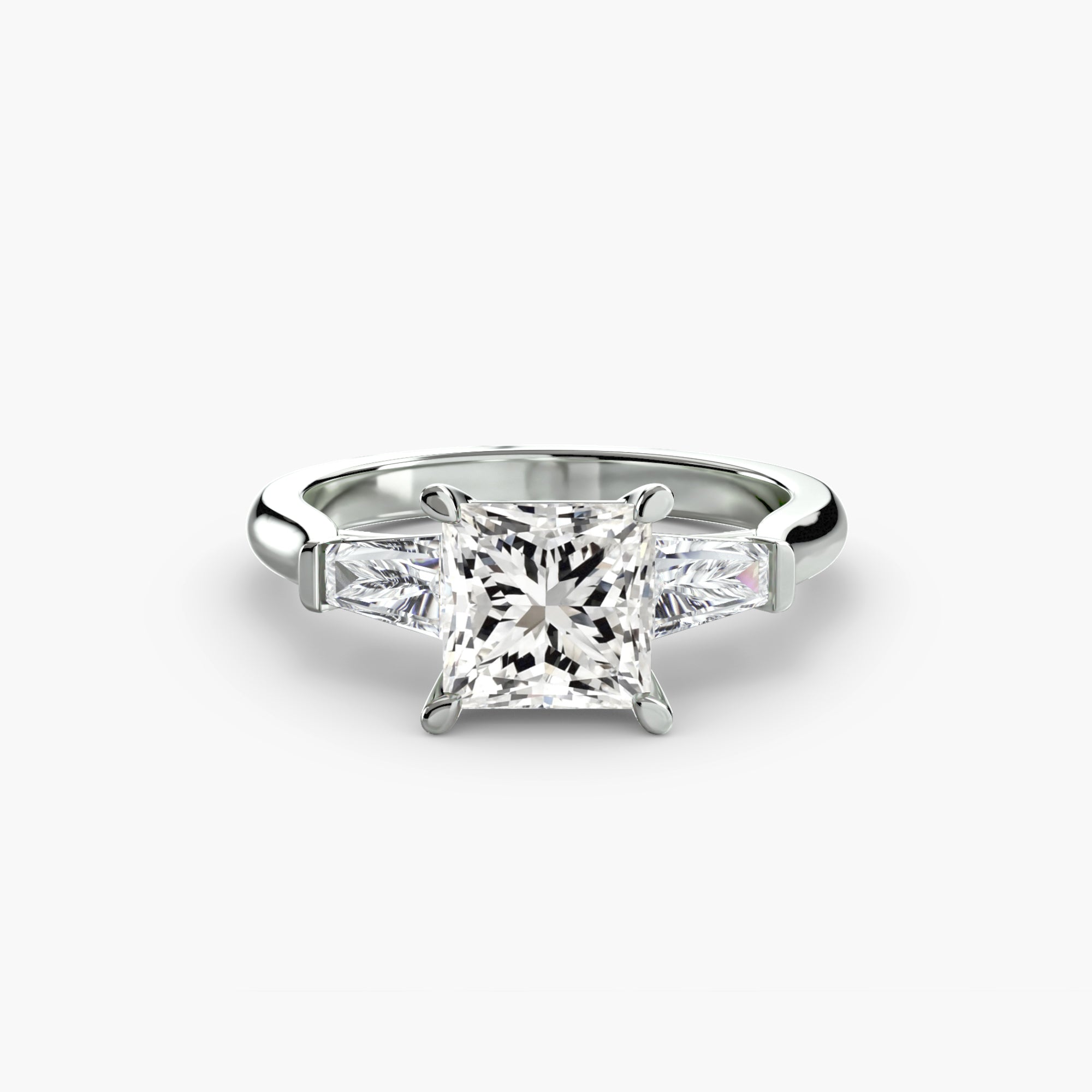 Anello con Tre Pietre (pietre laterali a baguette)