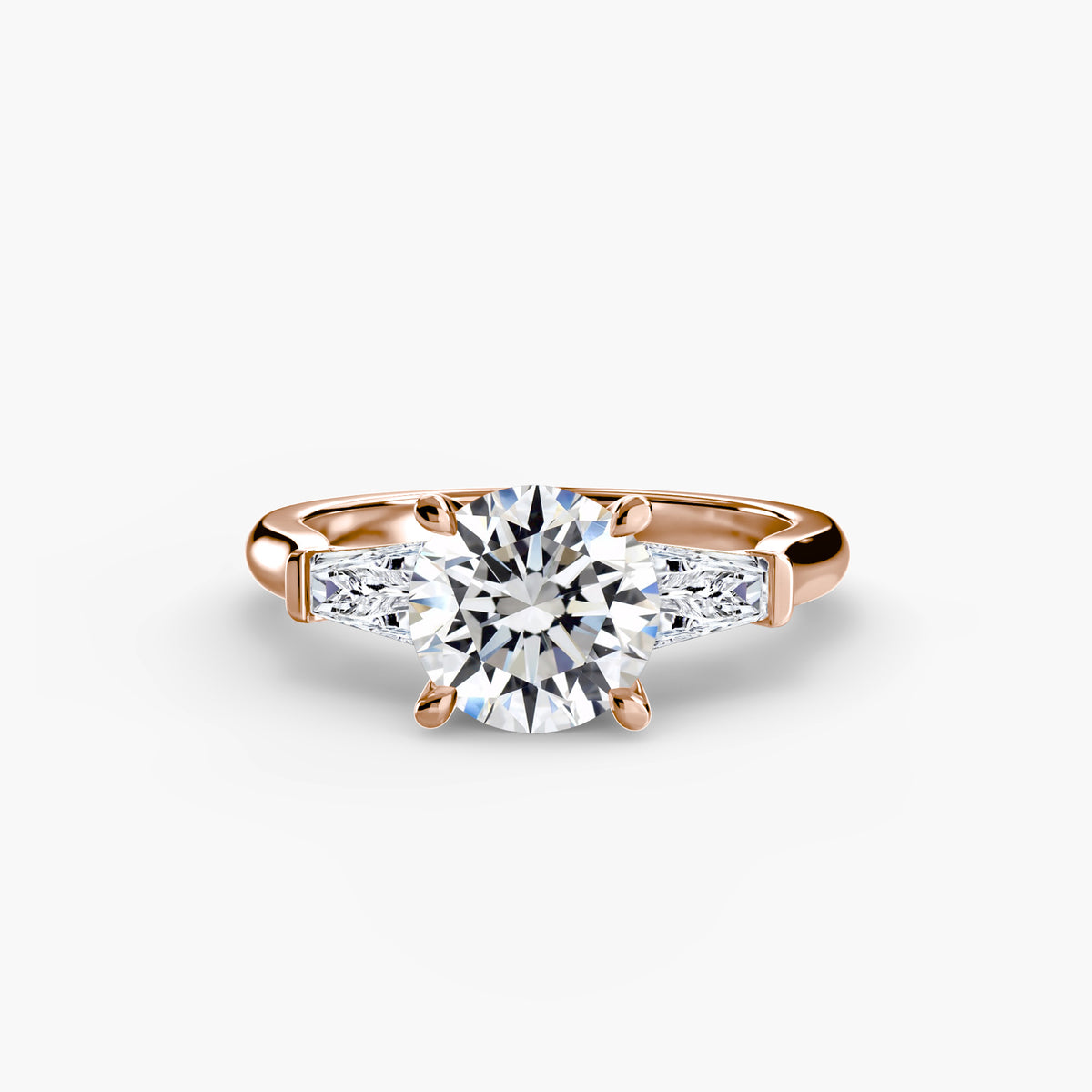 Anello con Tre Pietre (pietre laterali a baguette)