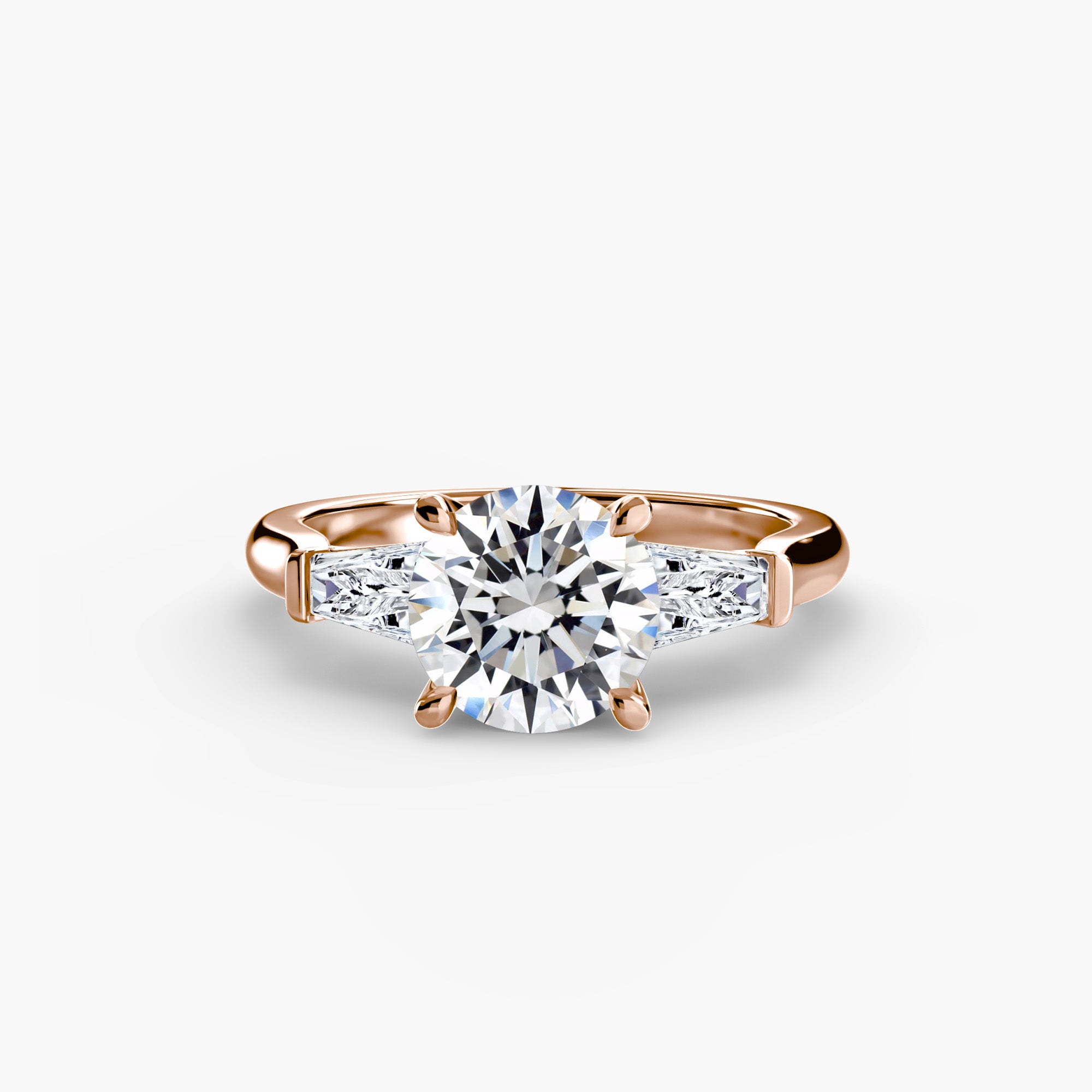 Anello con Tre Pietre (pietre laterali a baguette)
