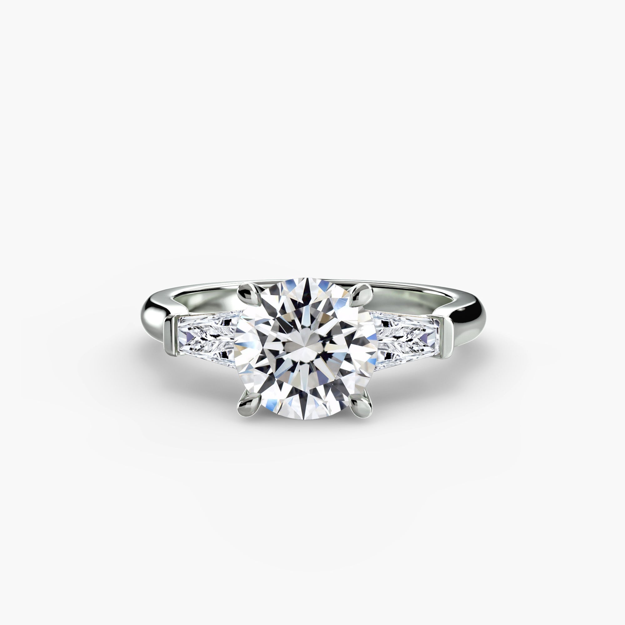 Anello con Tre Pietre (pietre laterali a baguette)