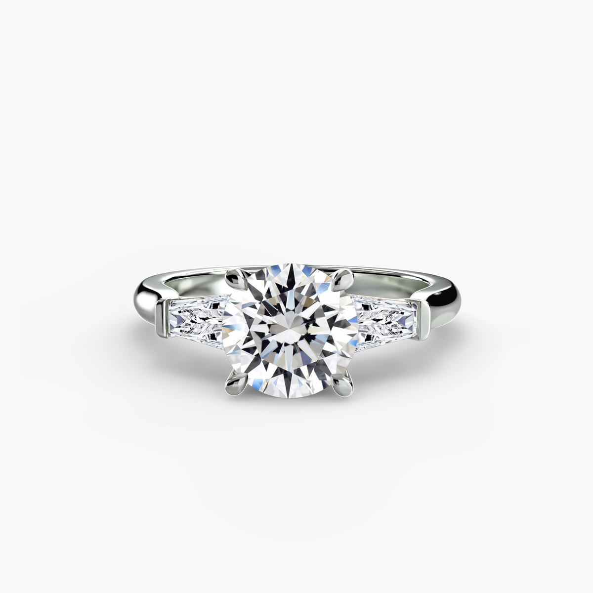 Anello con Tre Pietre (pietre laterali a baguette)