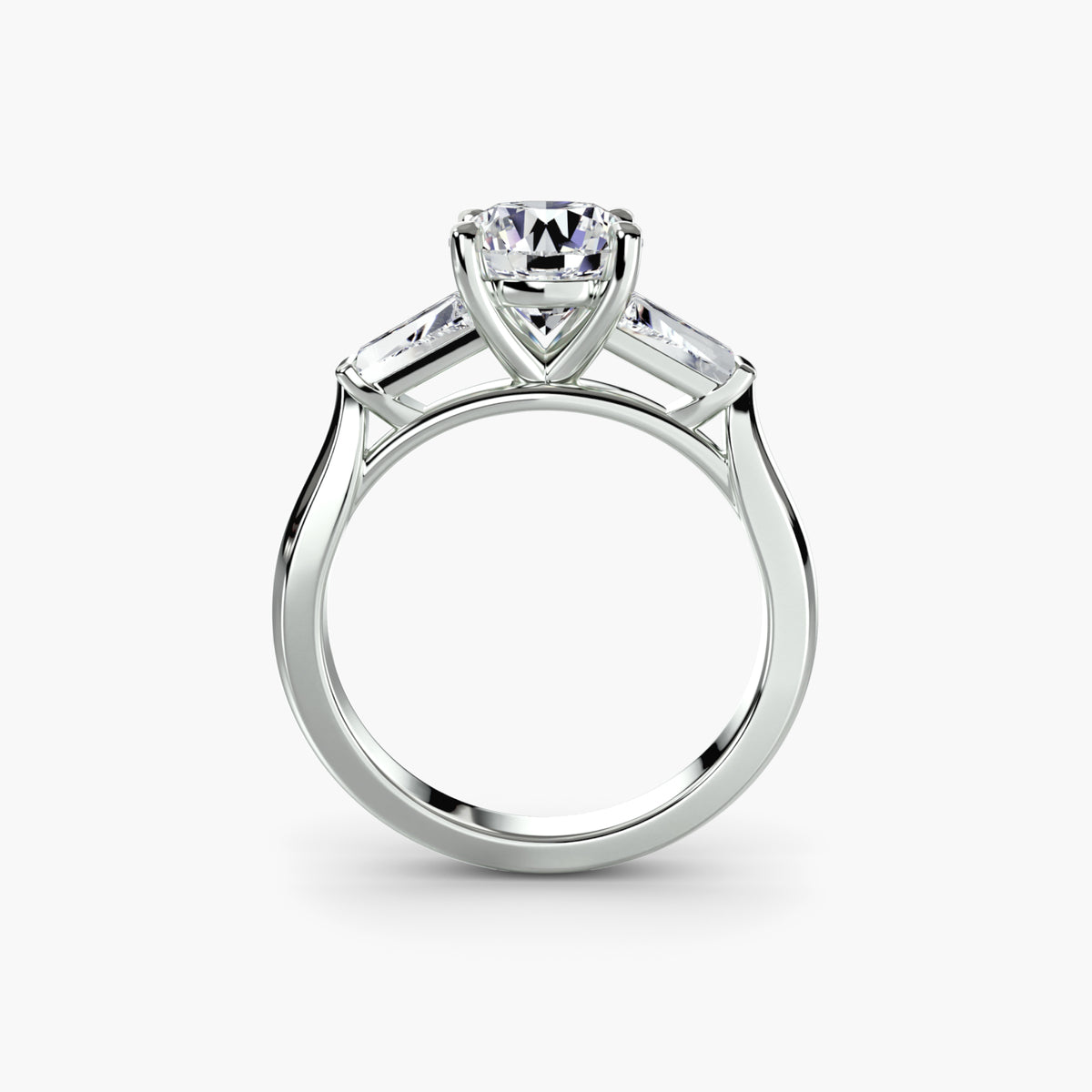 Anello con Tre Pietre (pietre laterali a baguette)