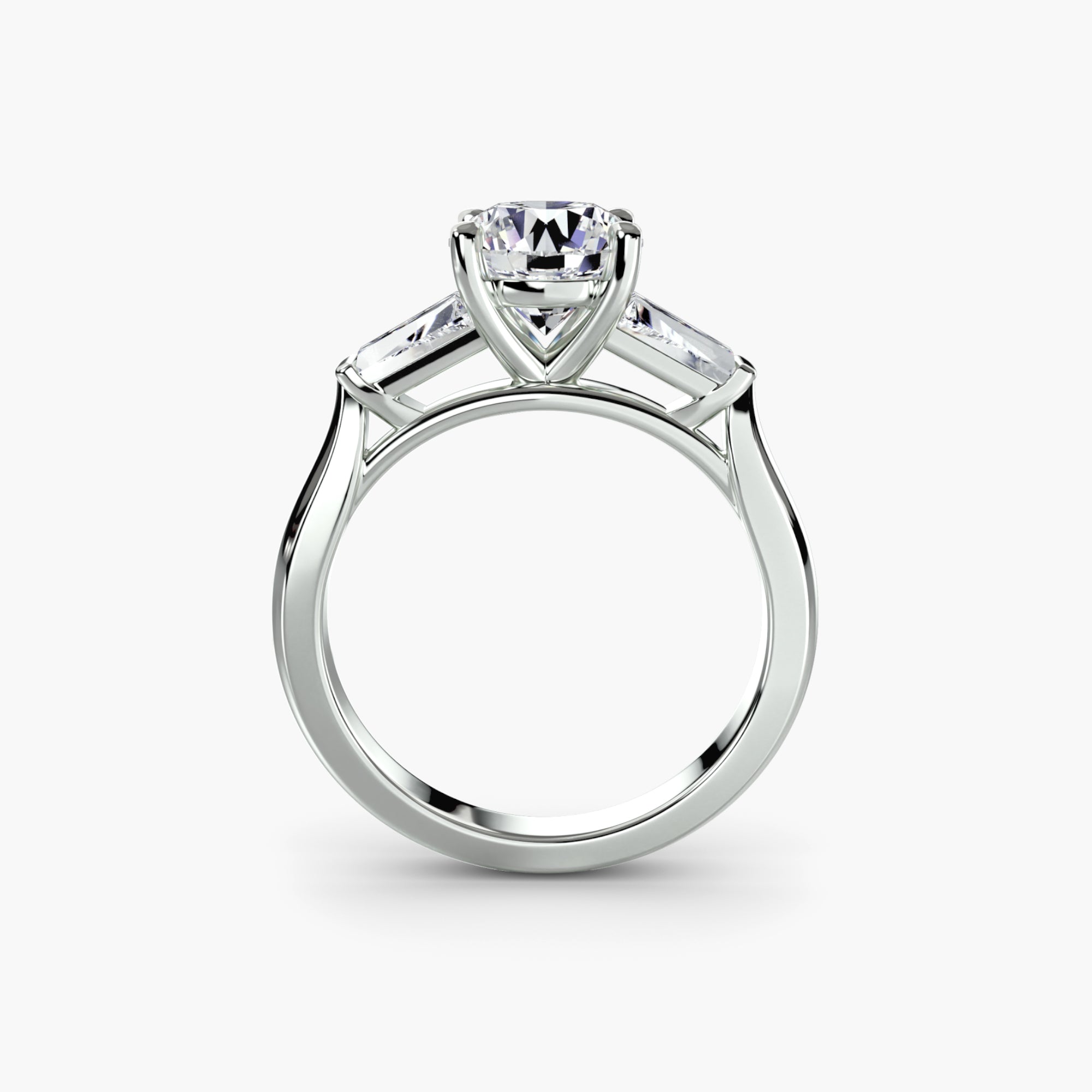 Anello con Tre Pietre (pietre laterali a baguette)