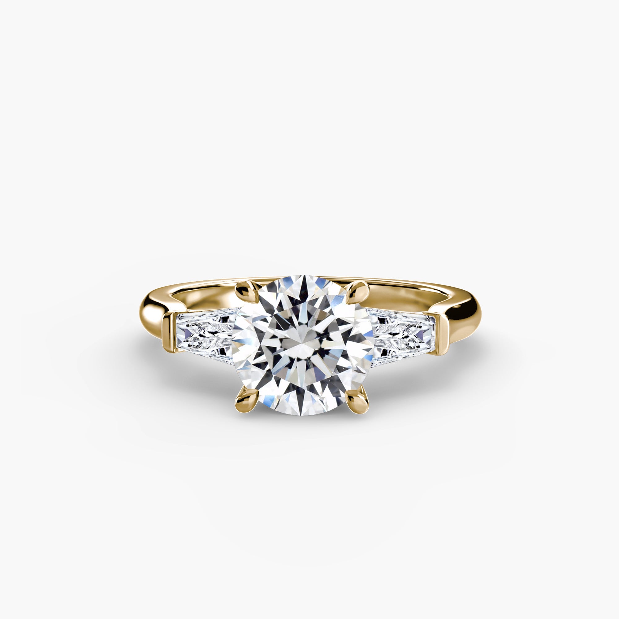 Anello con Tre Pietre (pietre laterali a baguette)