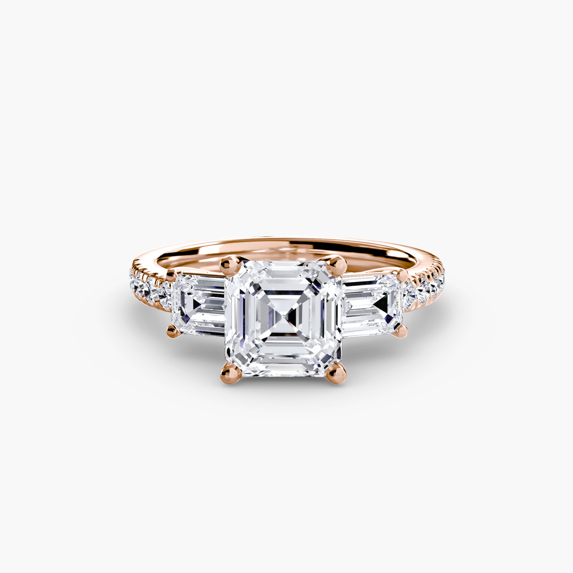 Ring with Three Stones and Pavé Band 4