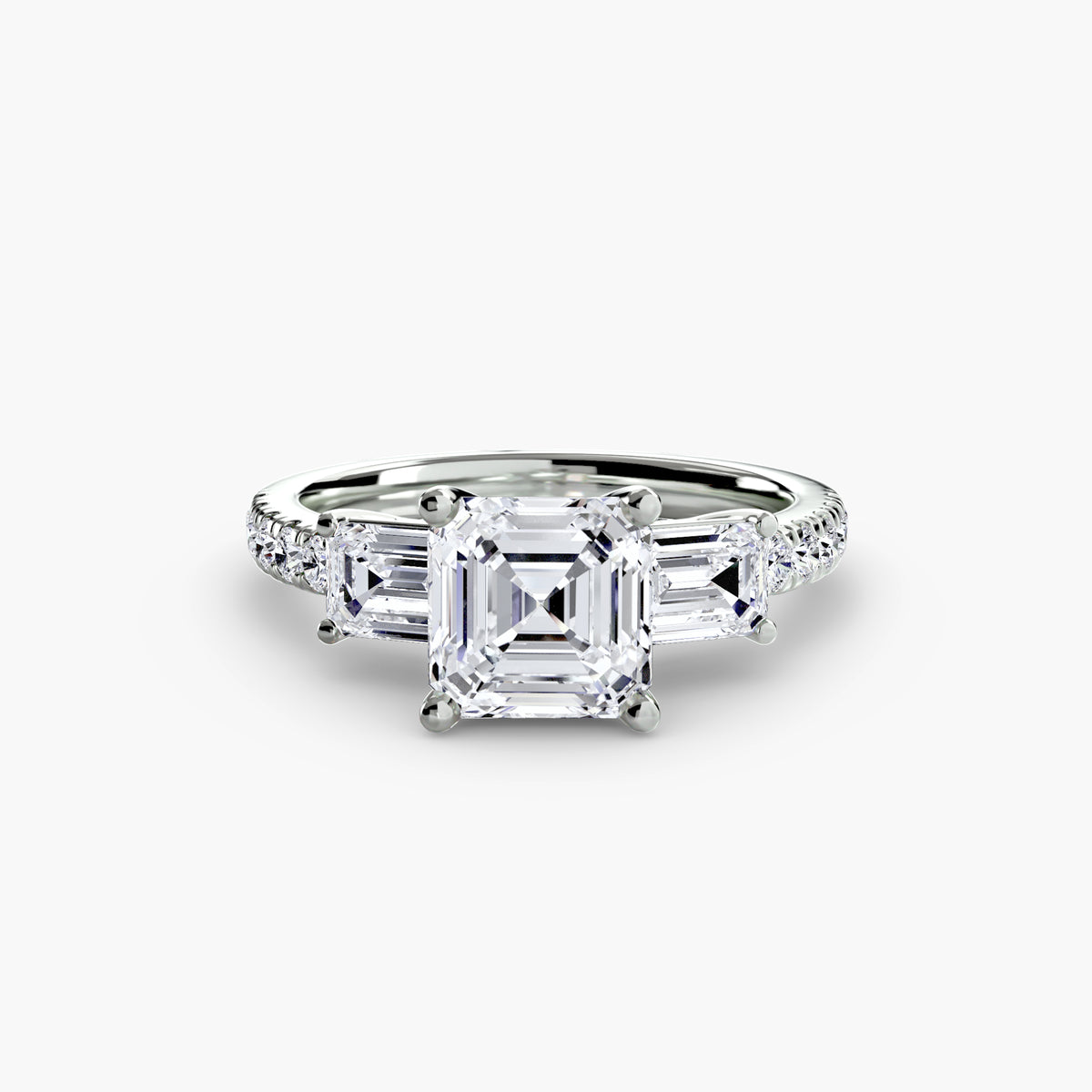 Ring with Three Stones and Pavé Band 4