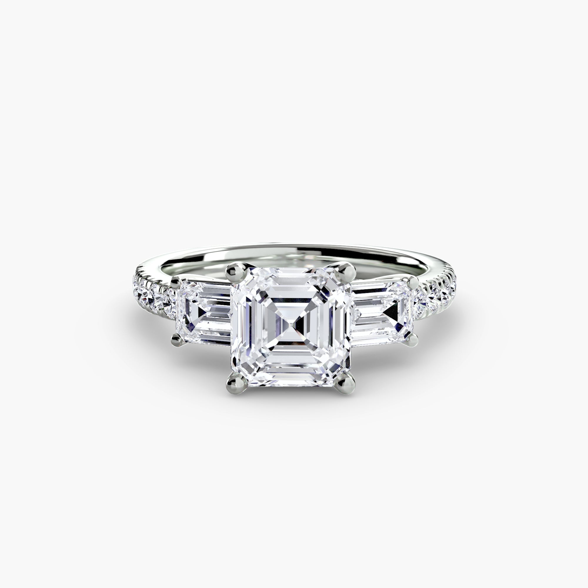 Ring with Three Stones and Pavé Band 4