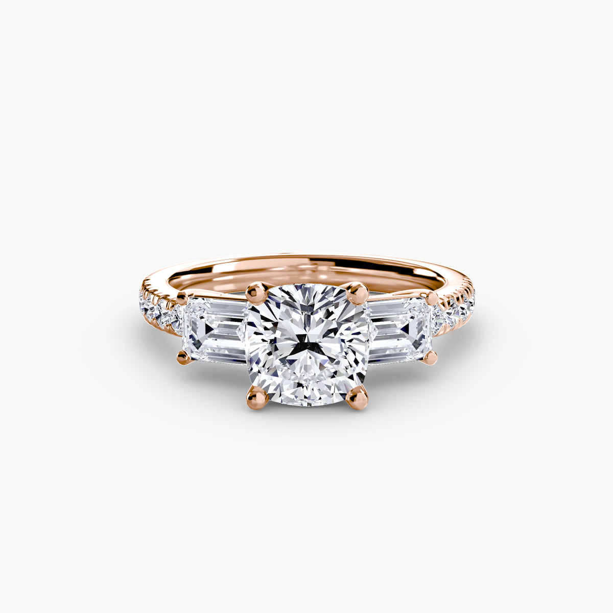 Ring with Three Stones and Pavé Band 4