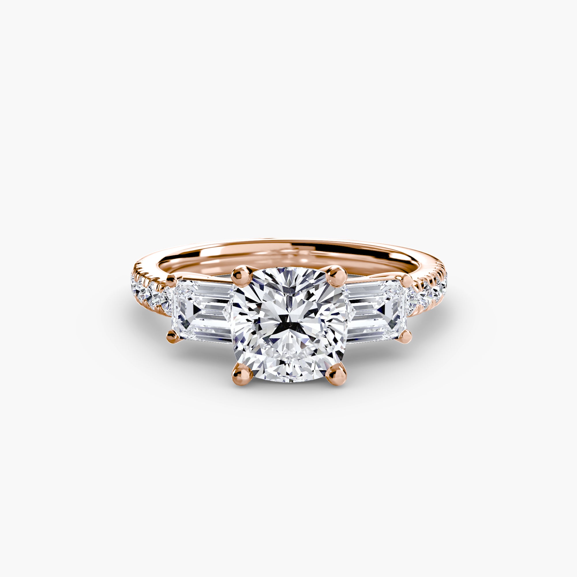 Ring with Three Stones and Pavé Band 4