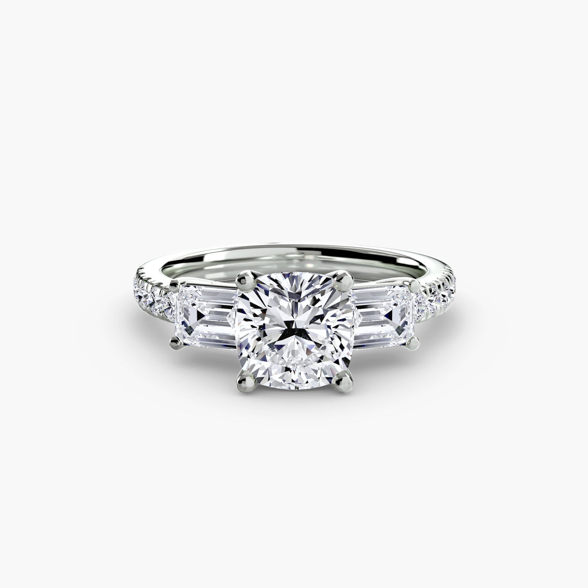 Ring with Three Stones and Pavé Band 4