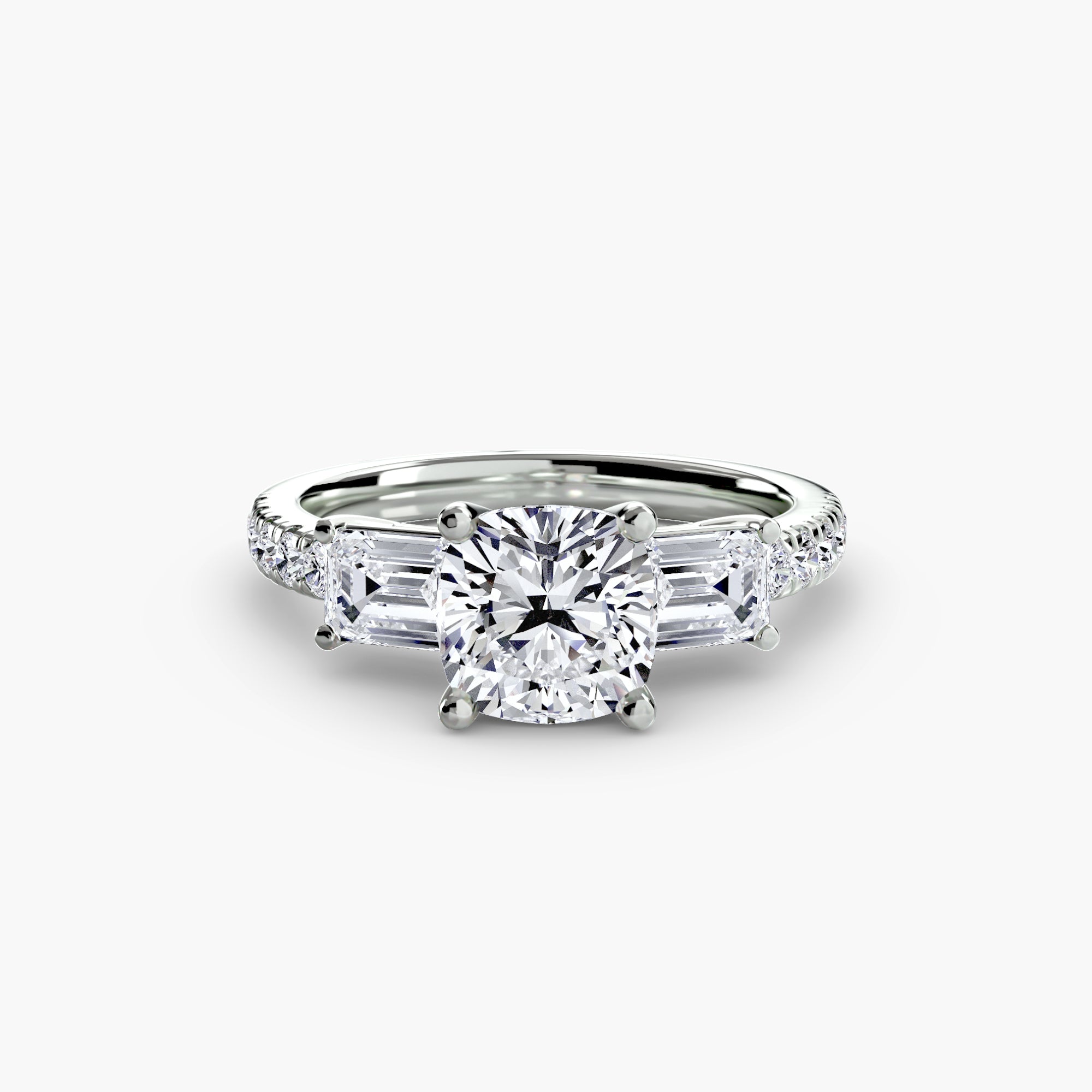 Ring with Three Stones and Pavé Band 4
