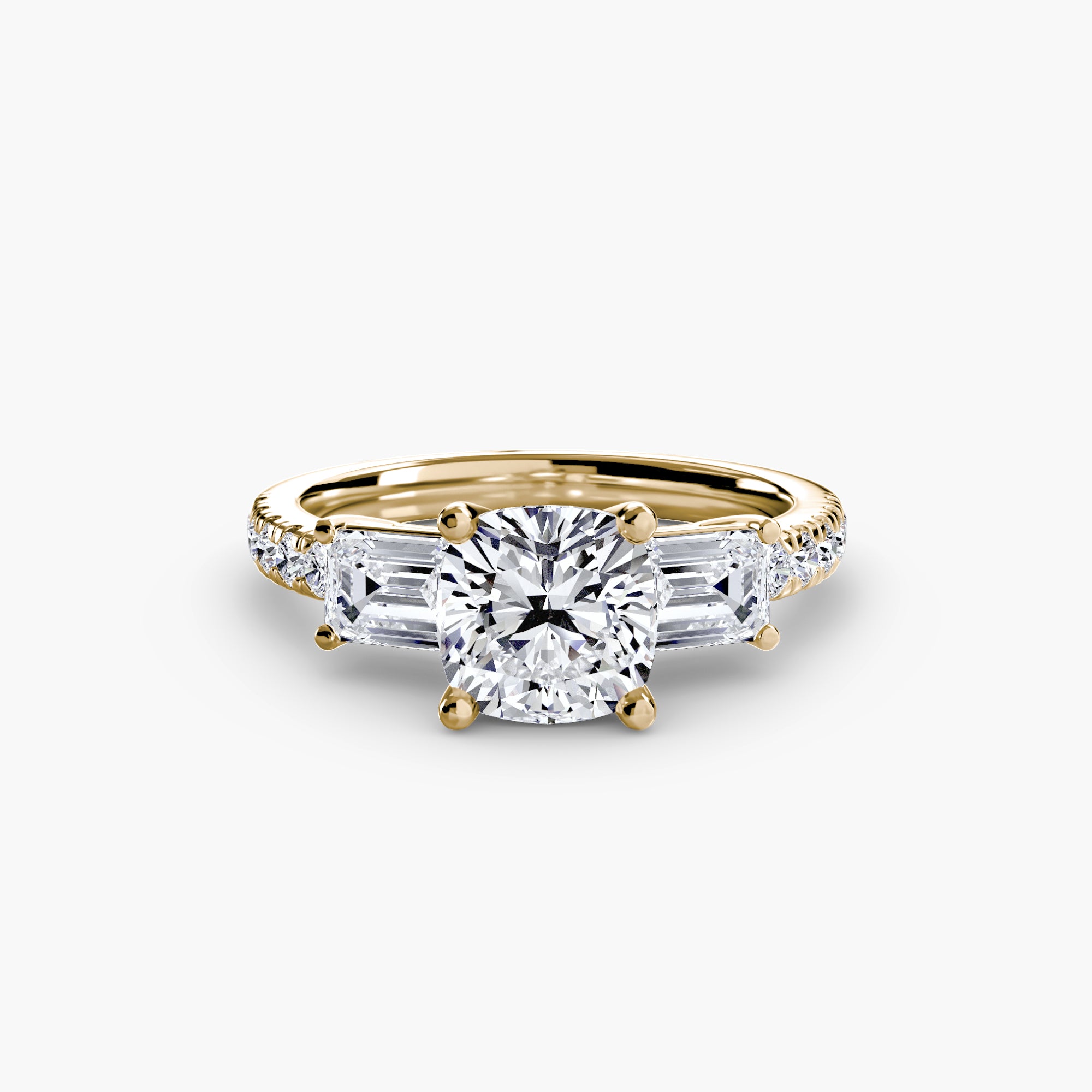 Ring with Three Stones and Pavé Band 4