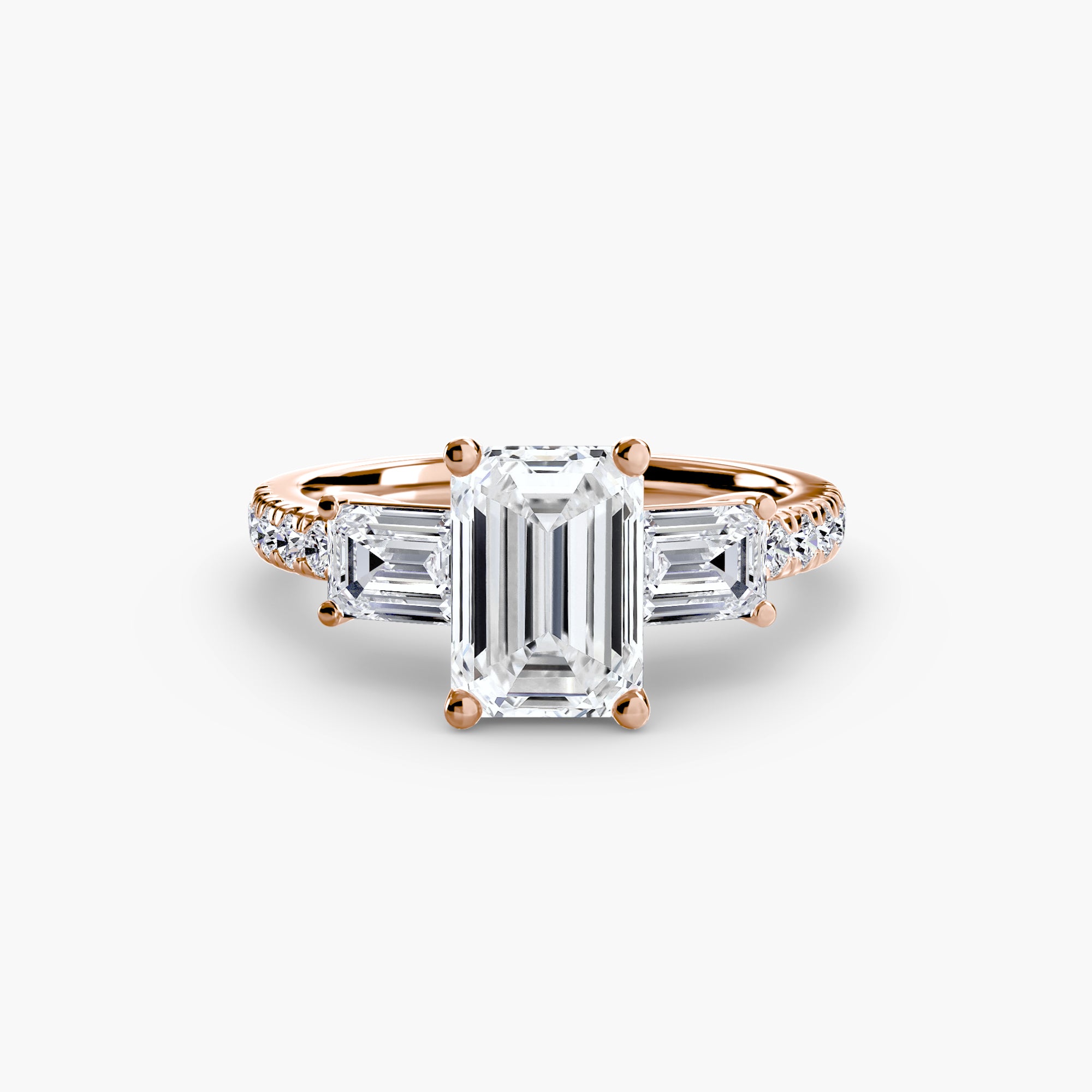 Ring with Three Stones and Pavé Band 4