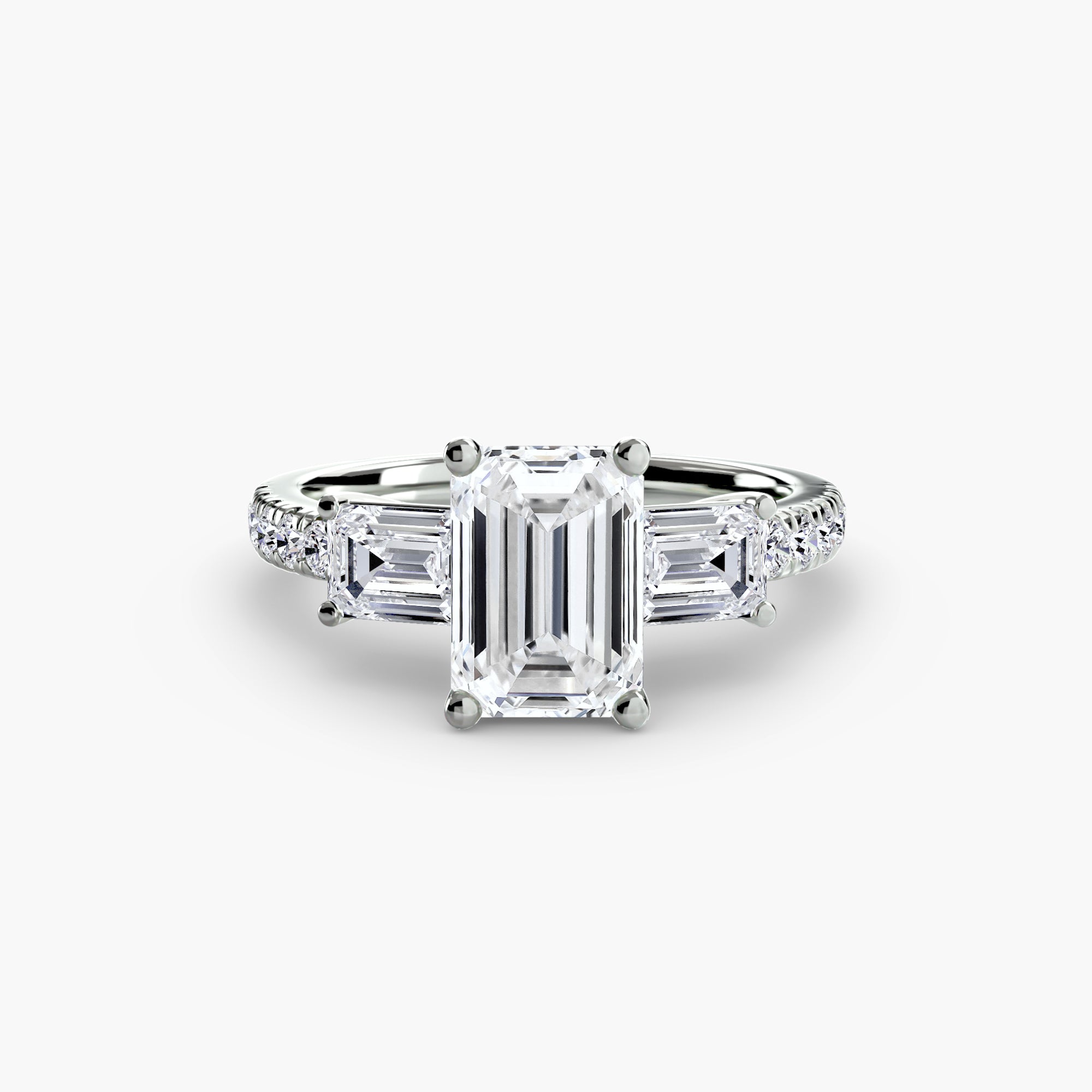 Ring with Three Stones and Pavé Band 4