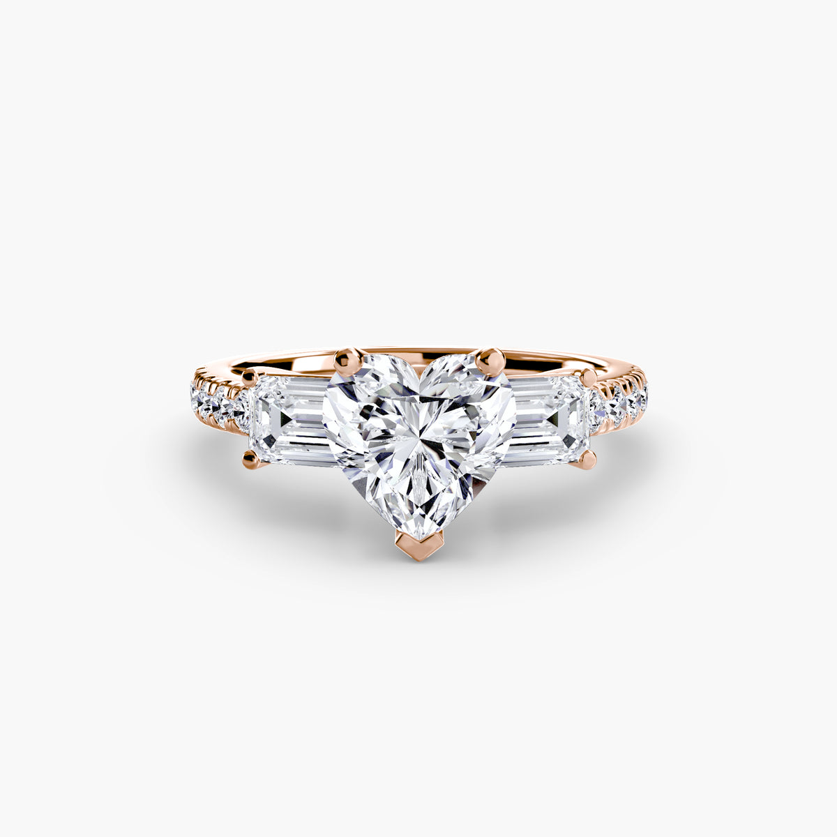 Ring with Three Stones and Pavé Band 4