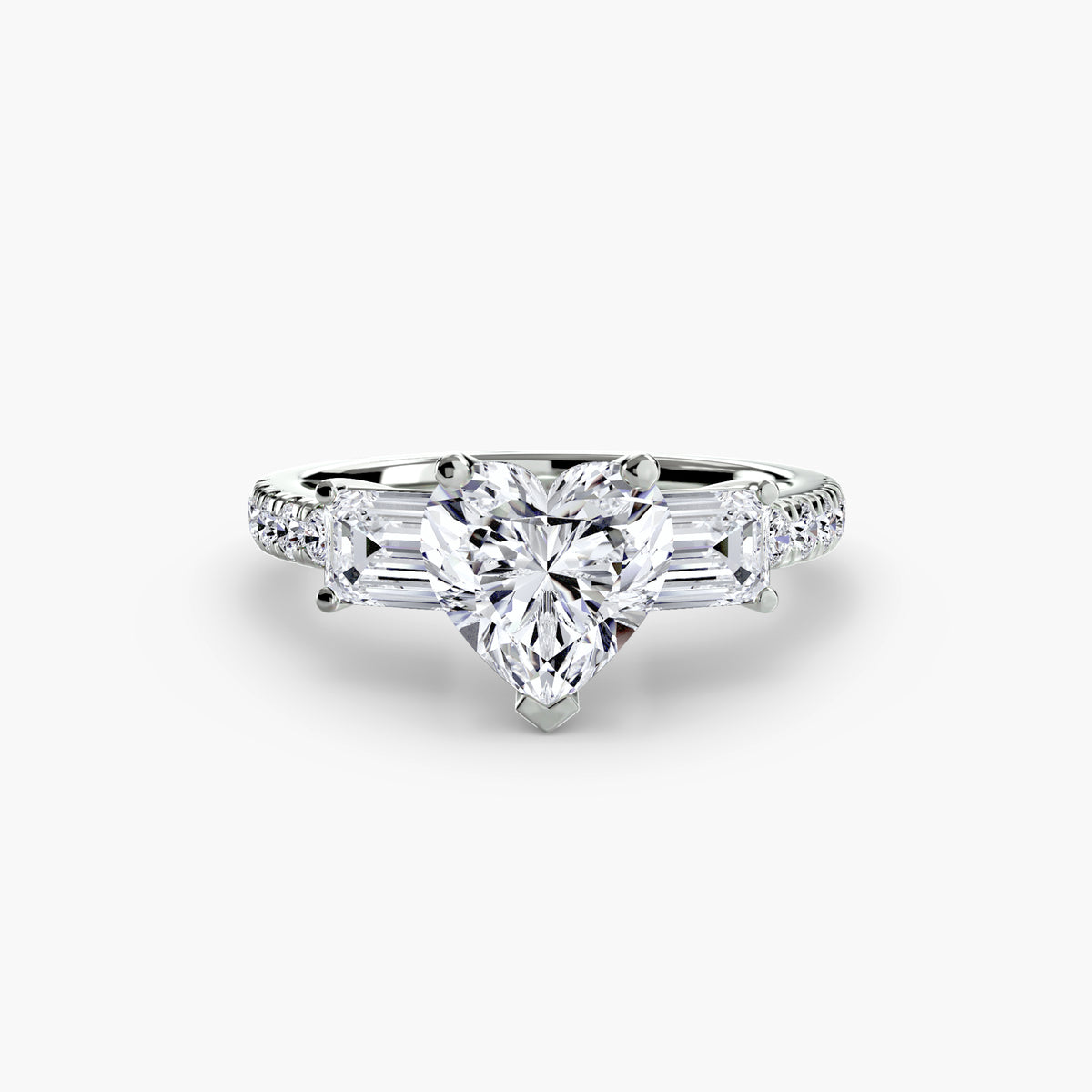 Ring with Three Stones and Pavé Band 4