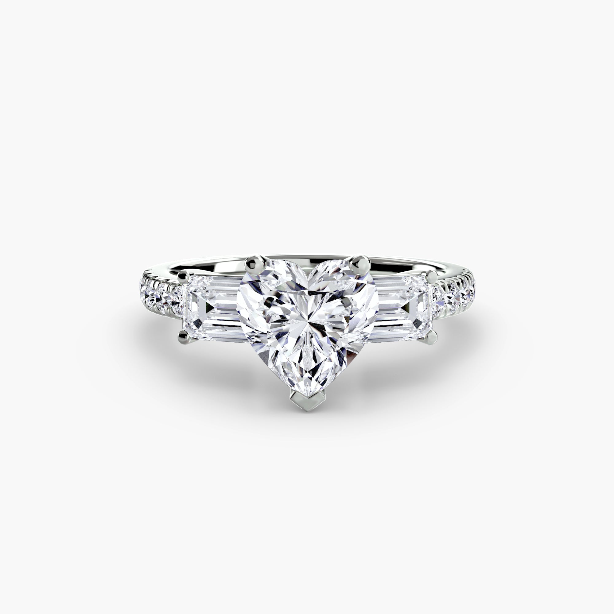Ring with Three Stones and Pavé Band 4