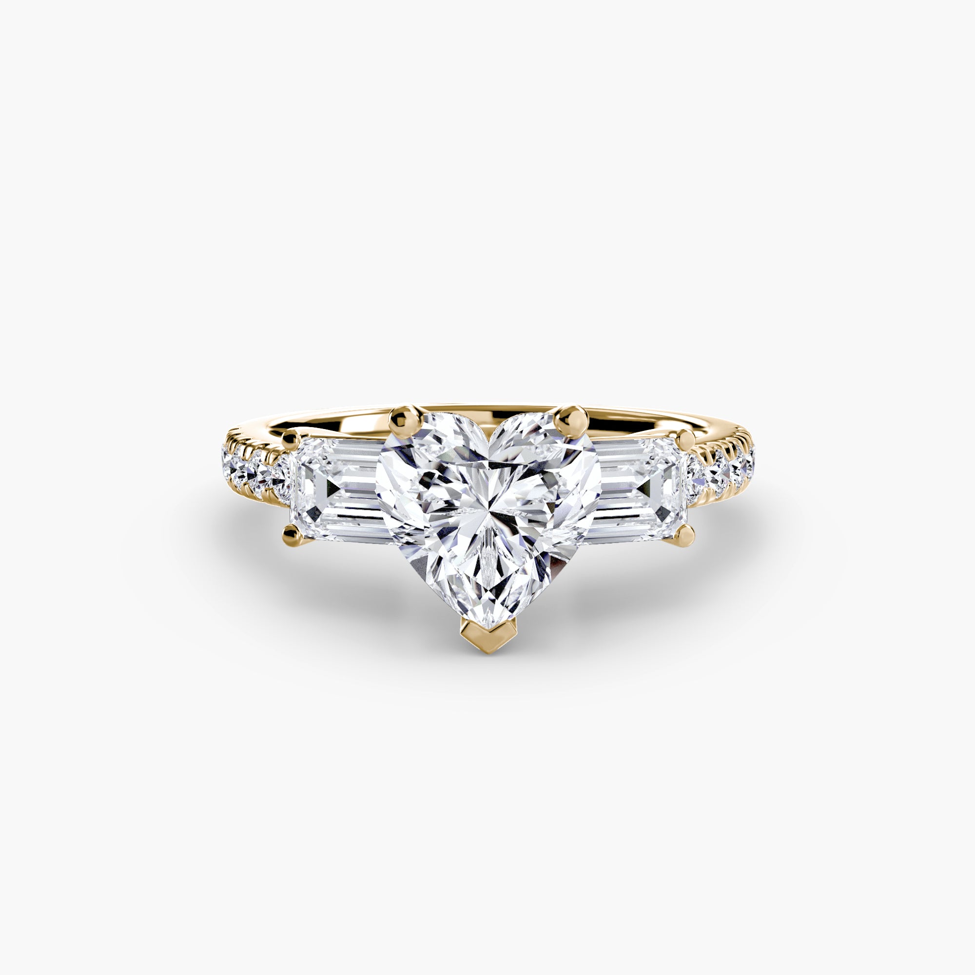 Ring with Three Stones and Pavé Band 4