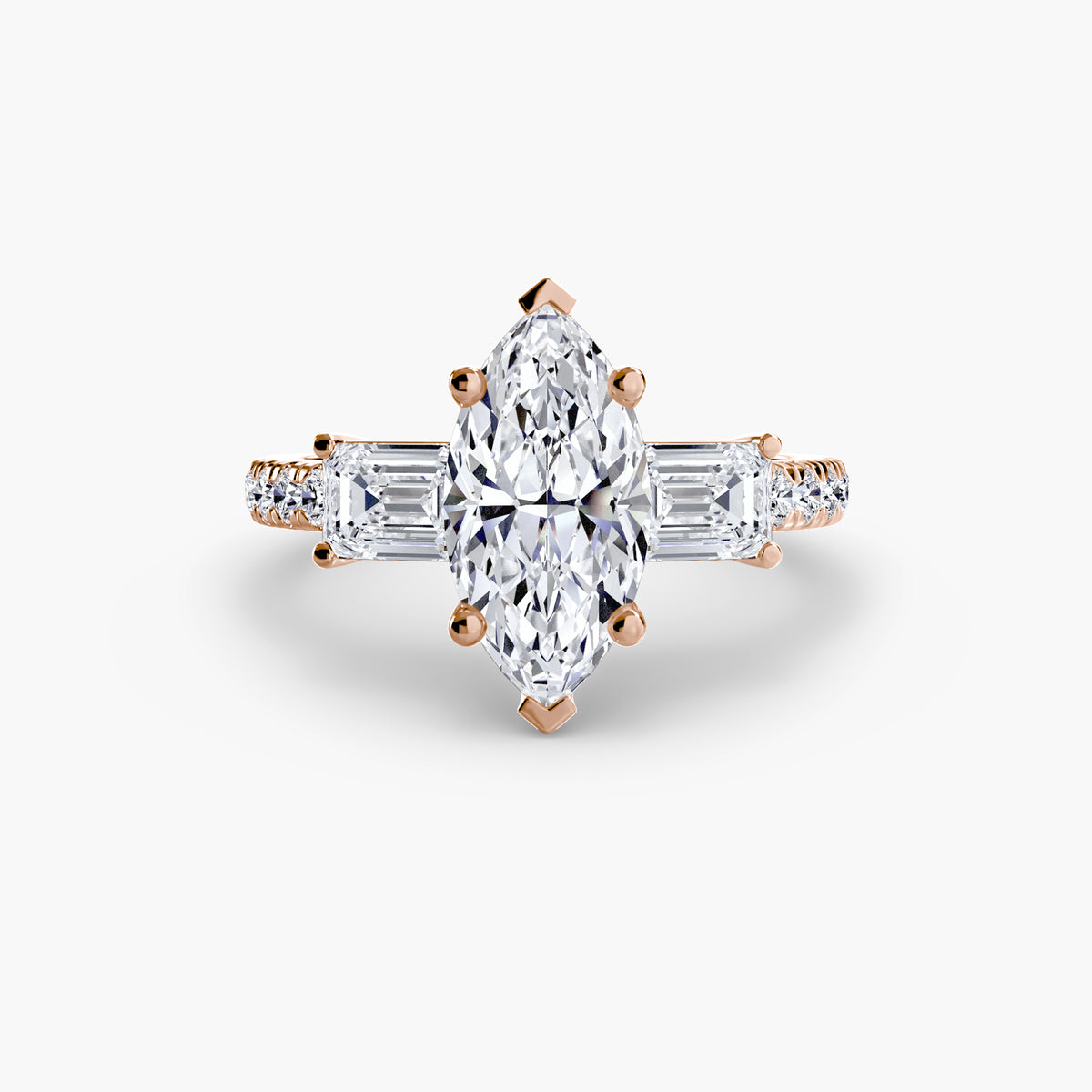Ring with Three Stones and Pavé Band 4