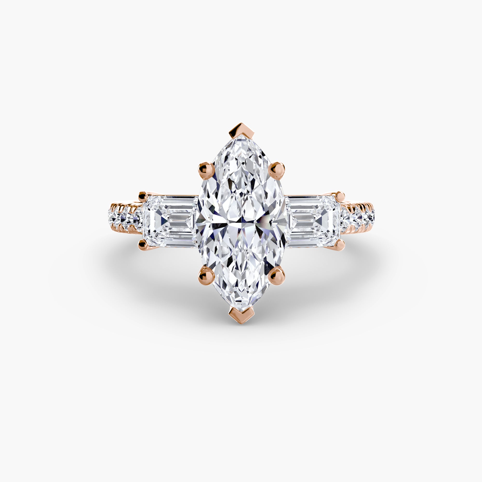 Ring with Three Stones and Pavé Band 4