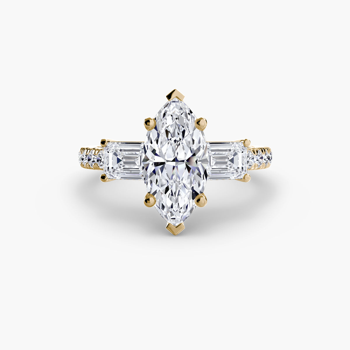 Ring with Three Stones and Pavé Band 4