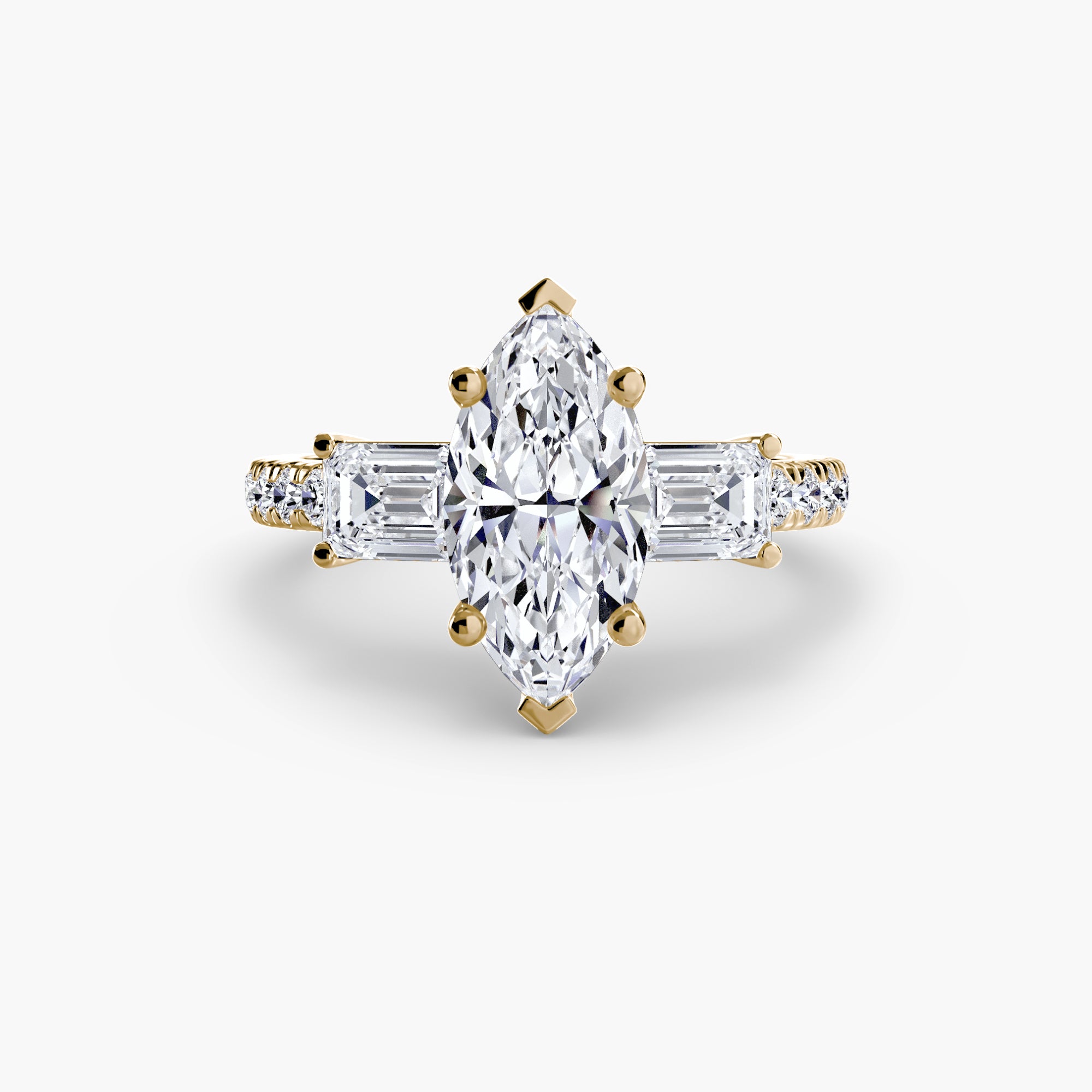 Ring with Three Stones and Pavé Band 4