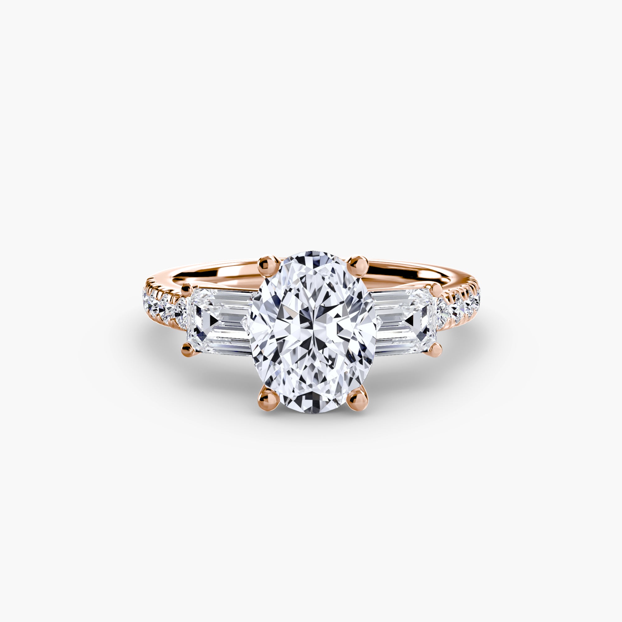 Ring with Three Stones and Pavé Band 4