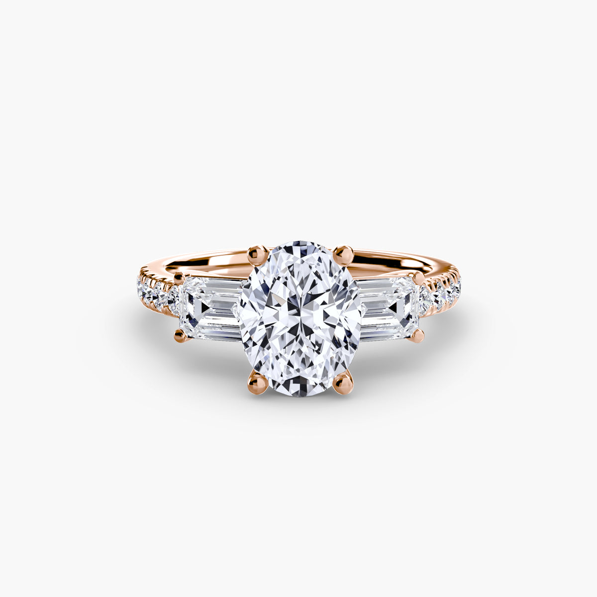 Ring with Three Stones and Pavé Band 4