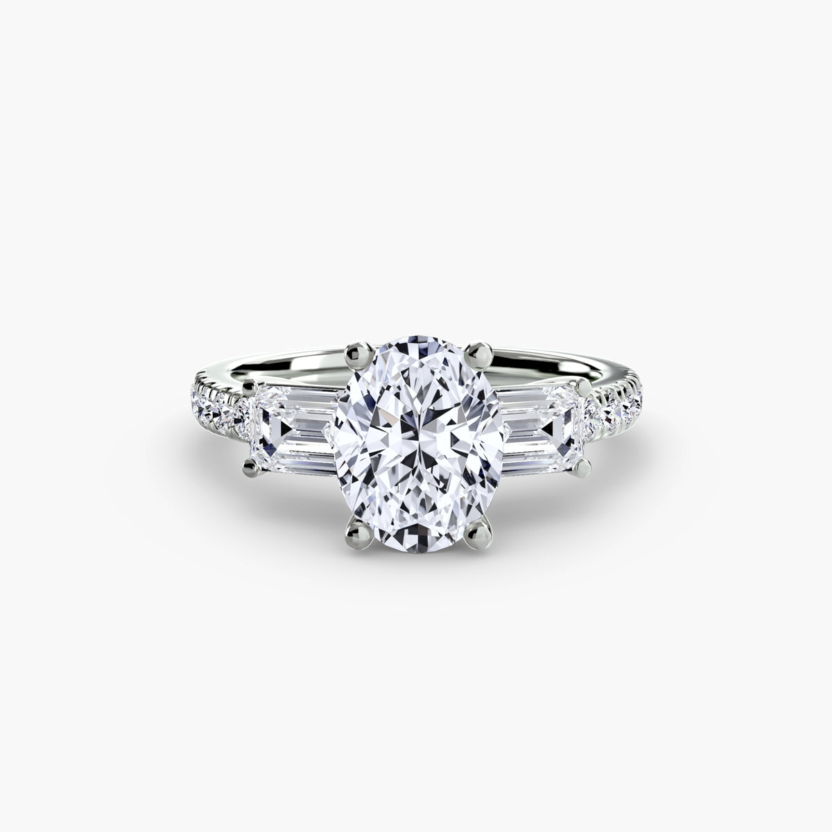 Ring with Three Stones and Pavé Band 4
