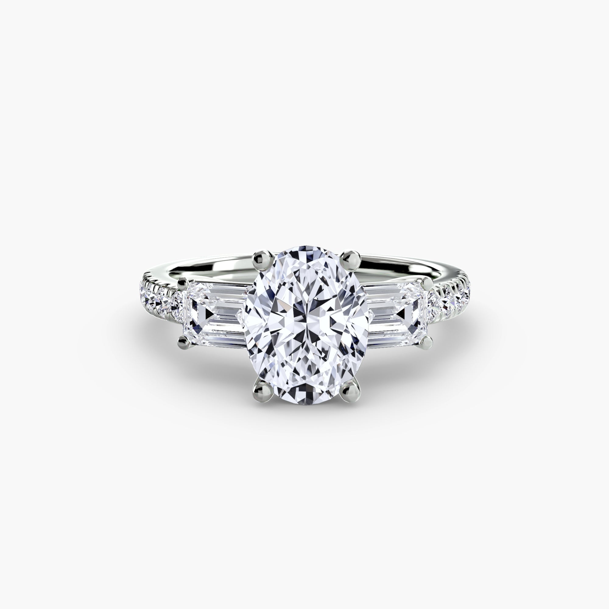 Ring with Three Stones and Pavé Band 4