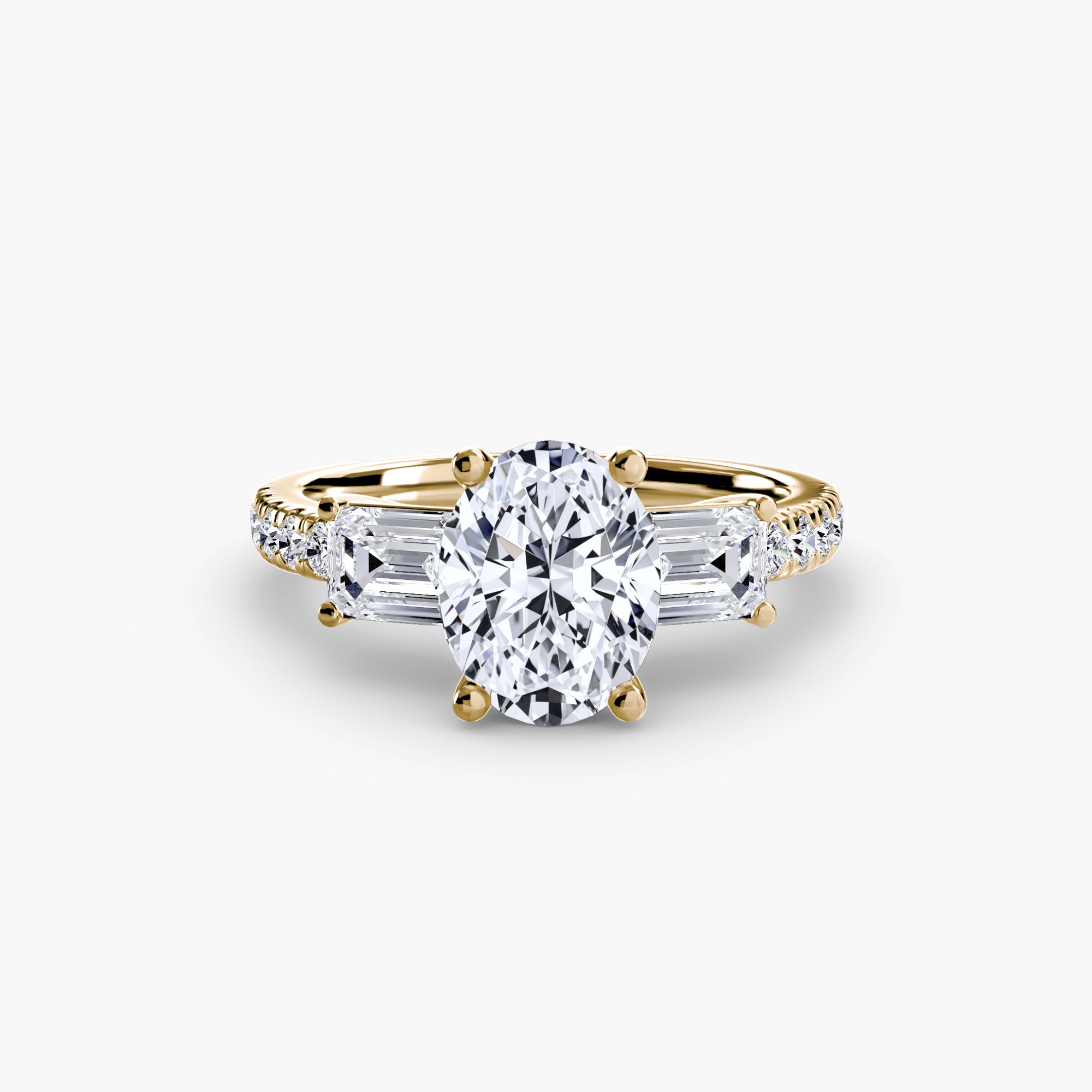 Ring with Three Stones and Pavé Band 4