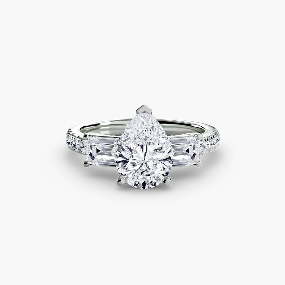 Ring with Three Stones and Pavé Band 4