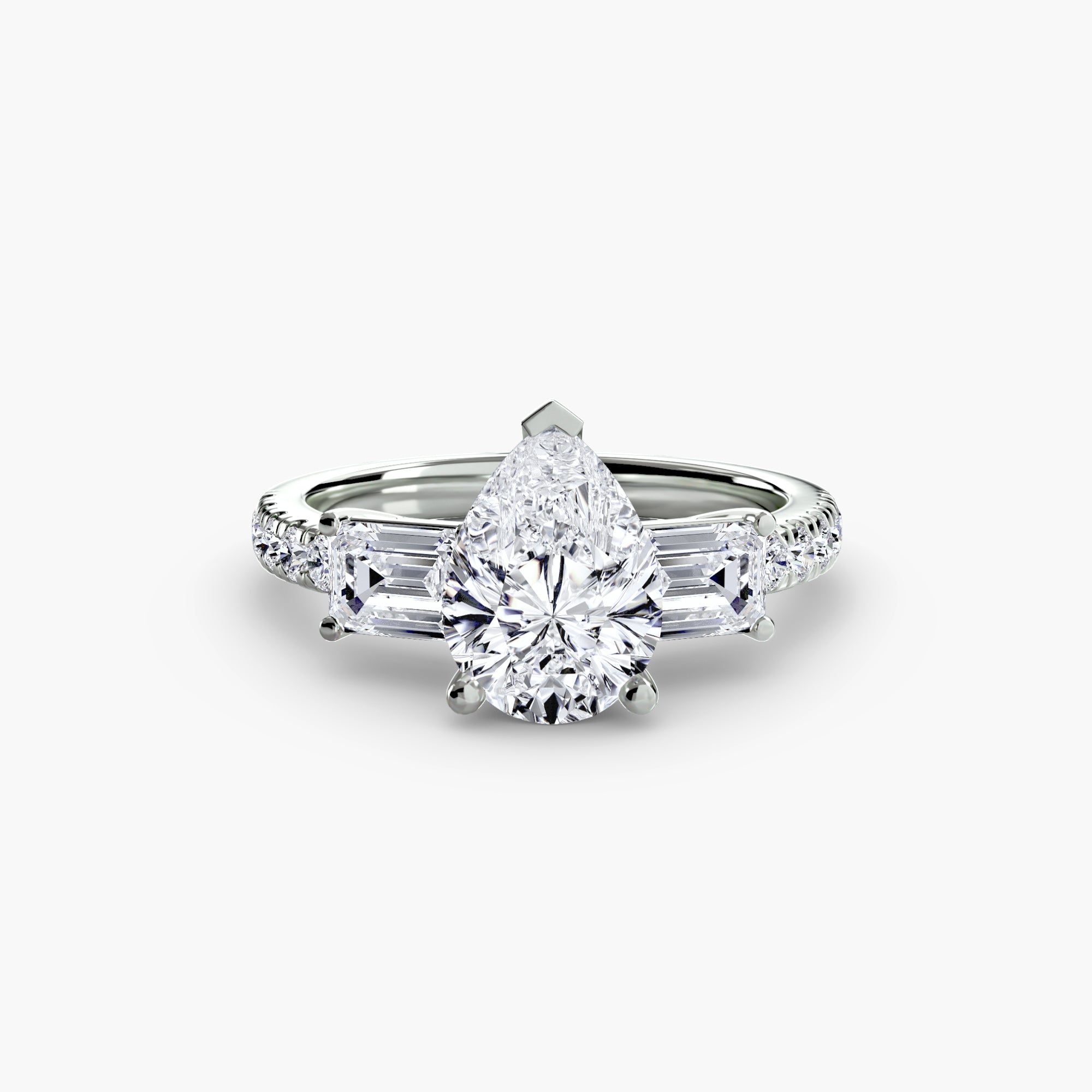 Ring with Three Stones and Pavé Band 4
