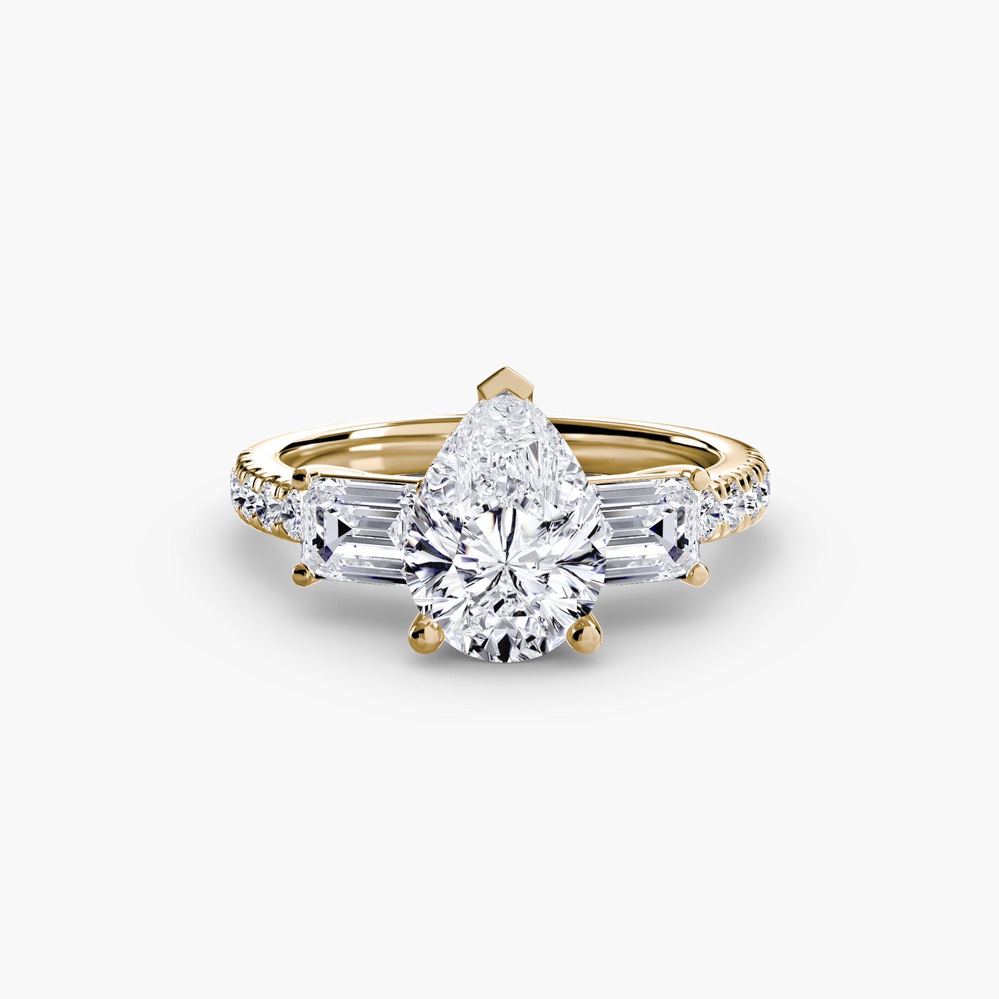Ring with Three Stones and Pavé Band 4