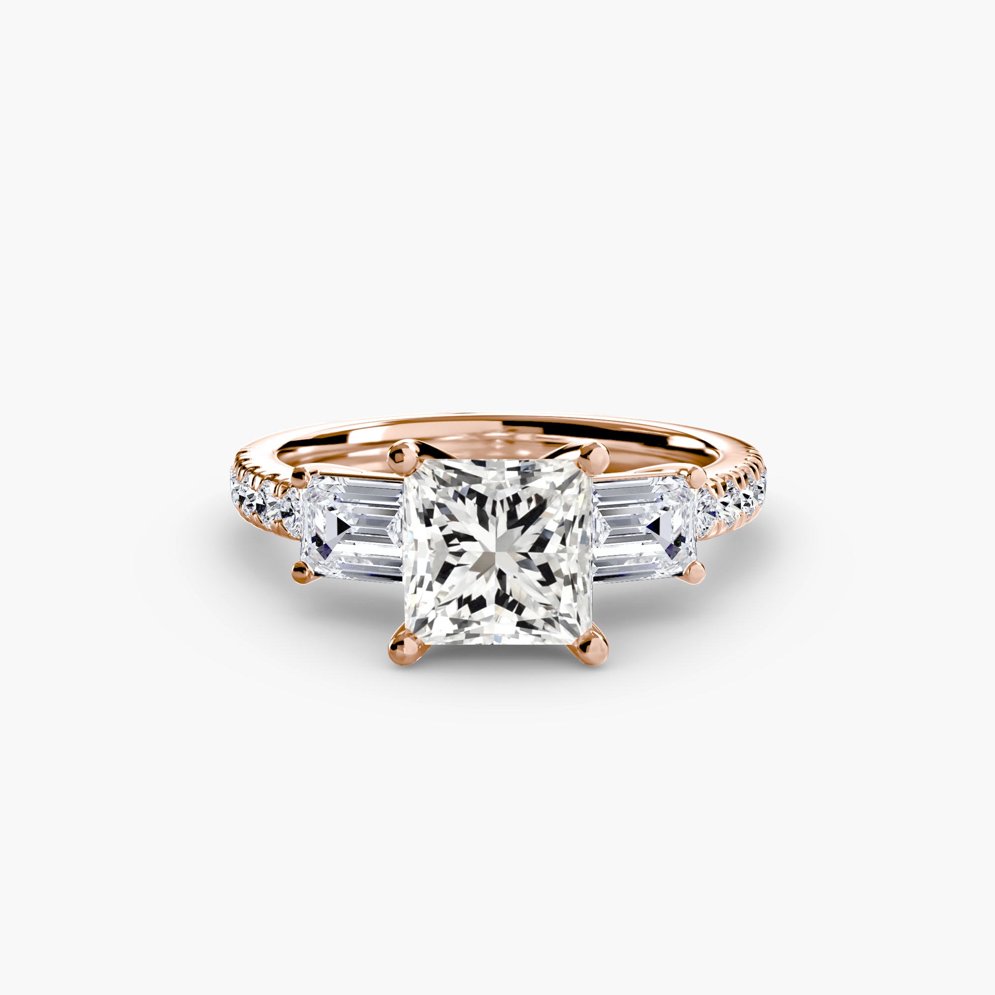 Ring with Three Stones and Pavé Band 4