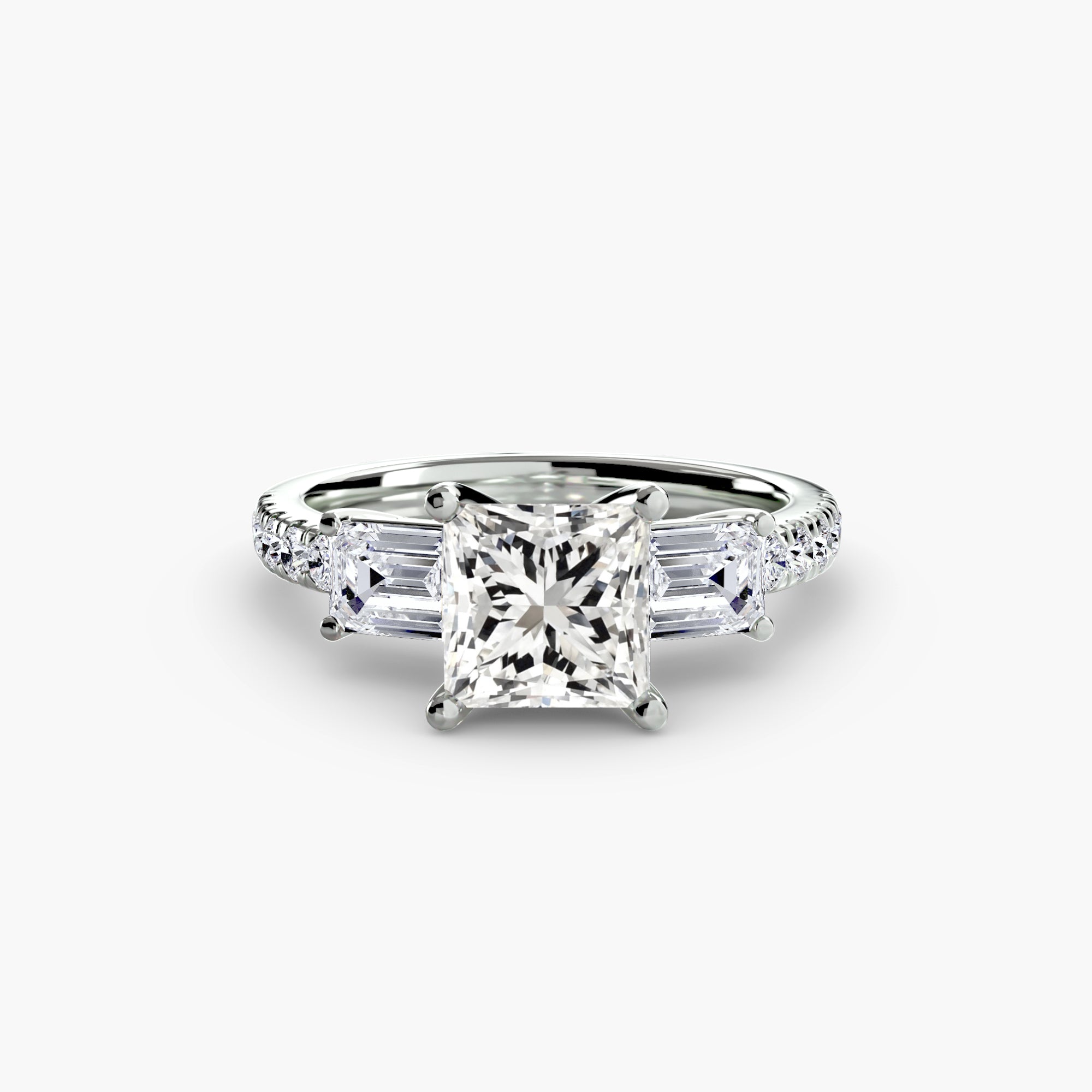Ring with Three Stones and Pavé Band 4