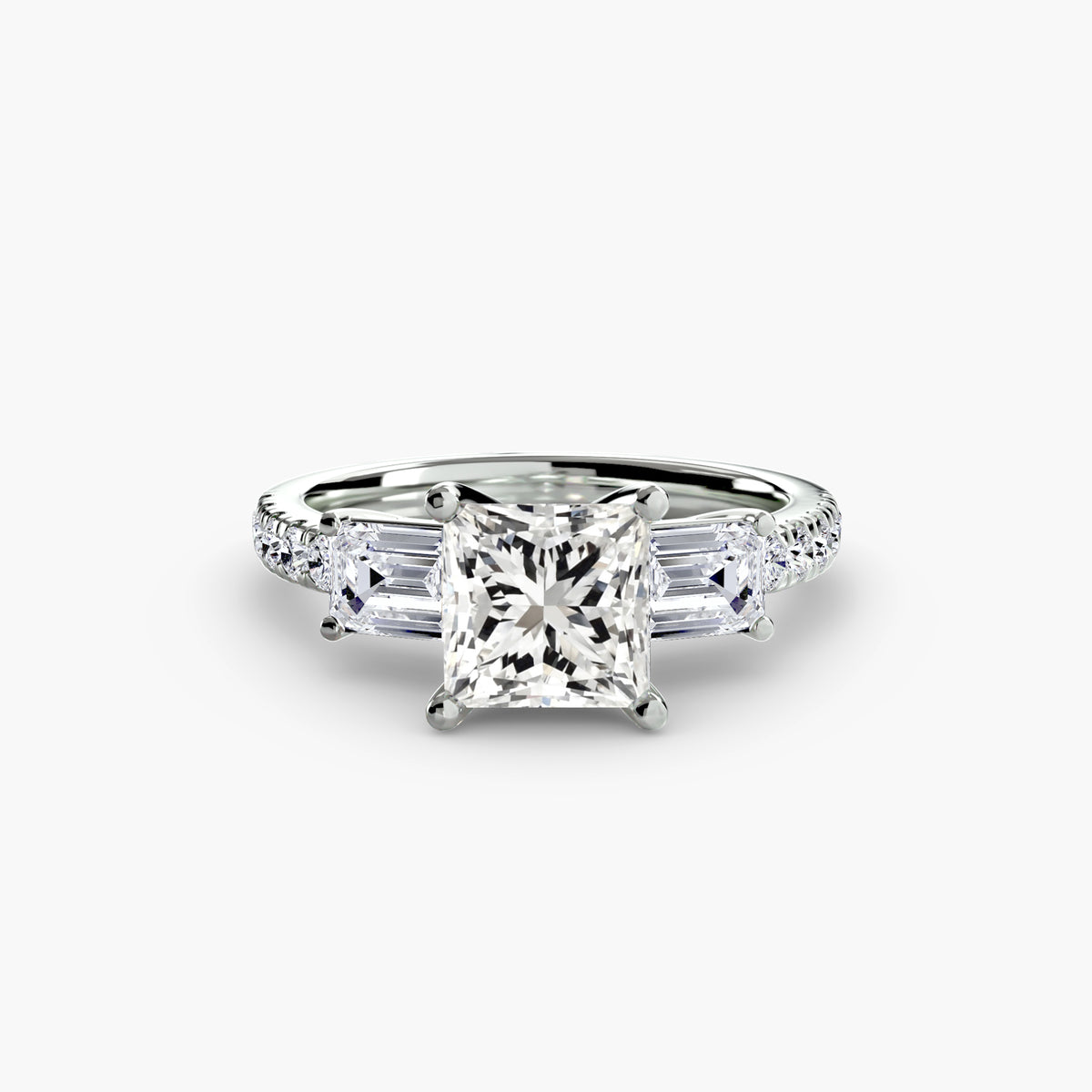 Ring with Three Stones and Pavé Band 4