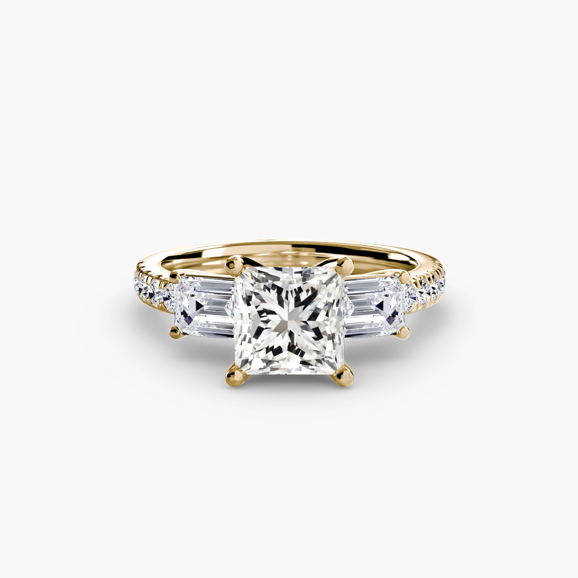 Ring with Three Stones and Pavé Band 4
