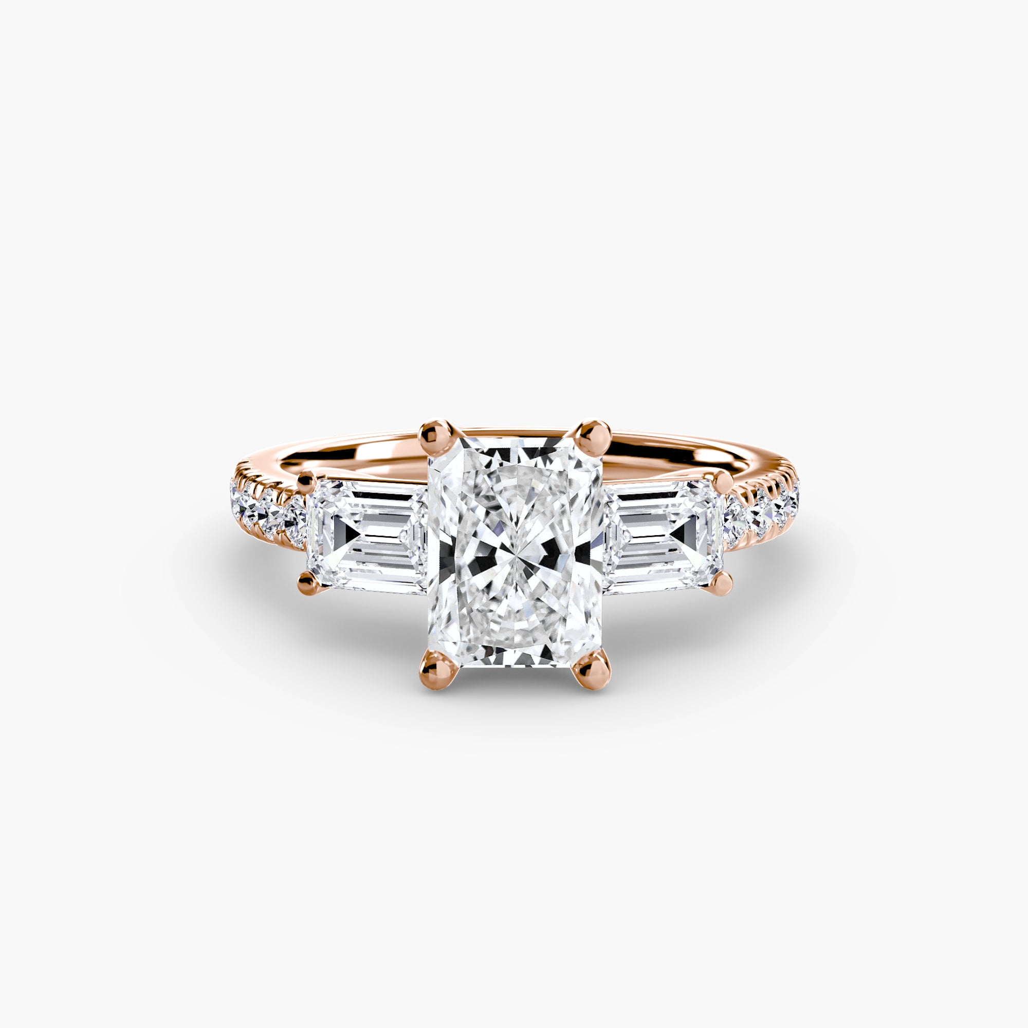 Ring with Three Stones and Pavé Band 4