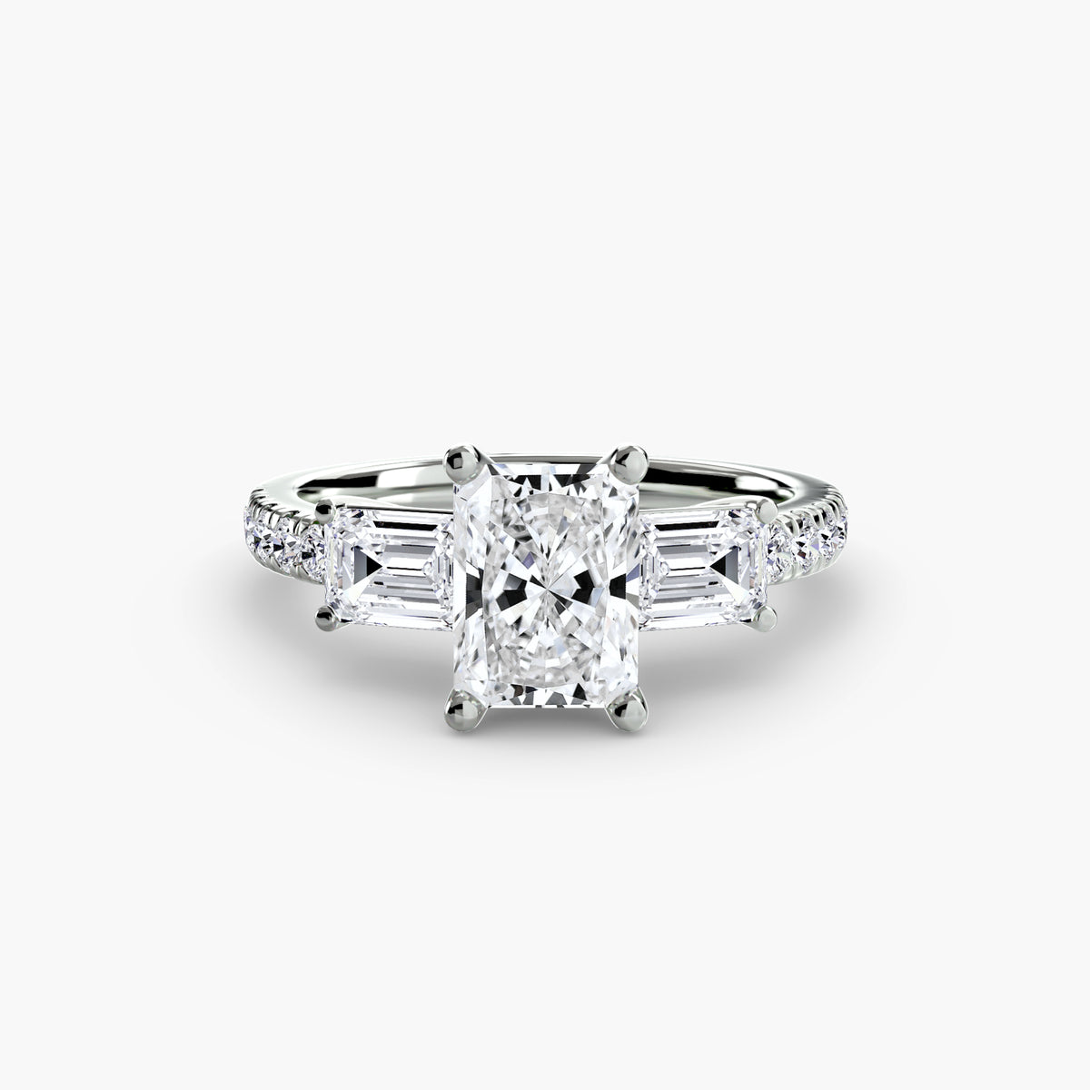 Ring with Three Stones and Pavé Band 4