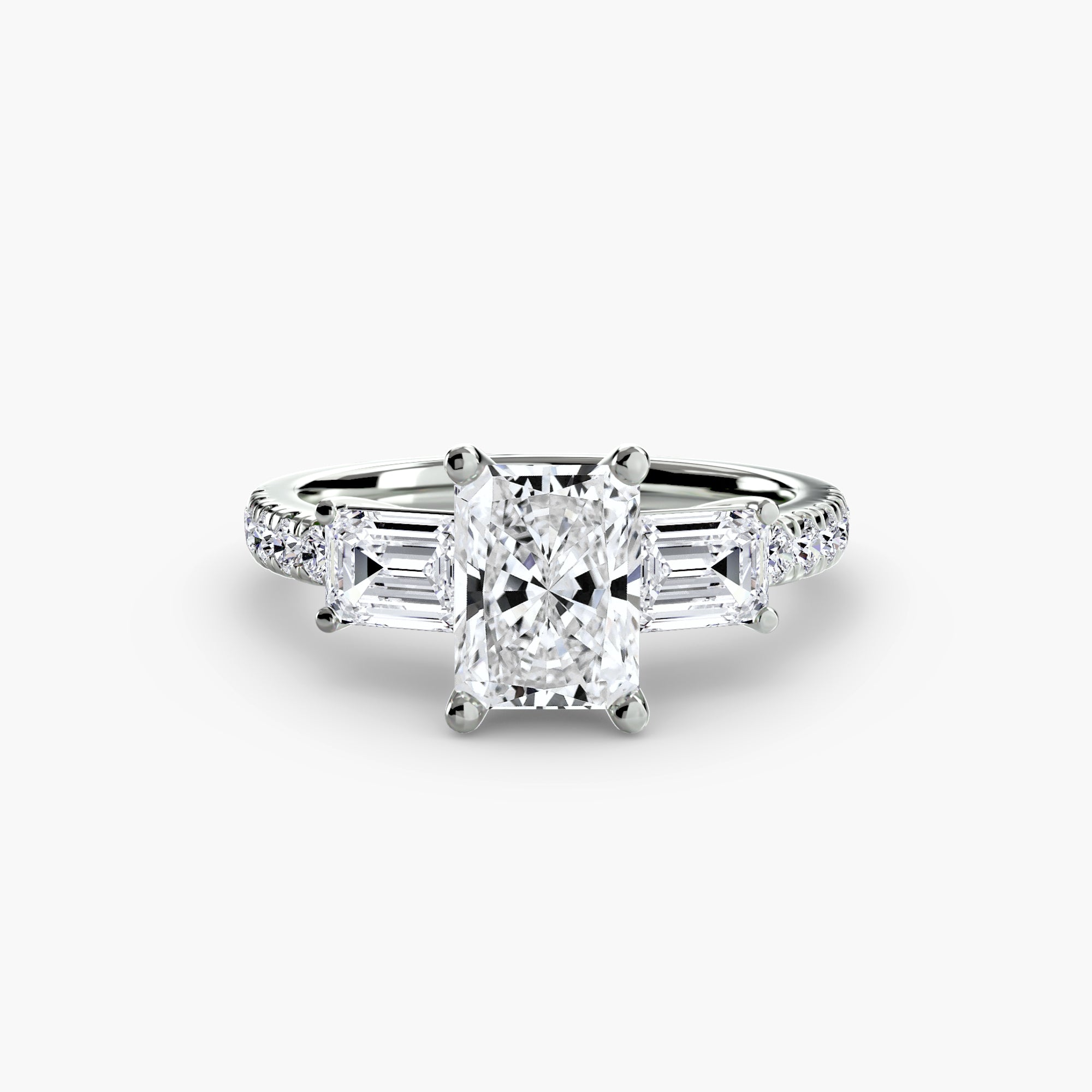 Ring with Three Stones and Pavé Band 4