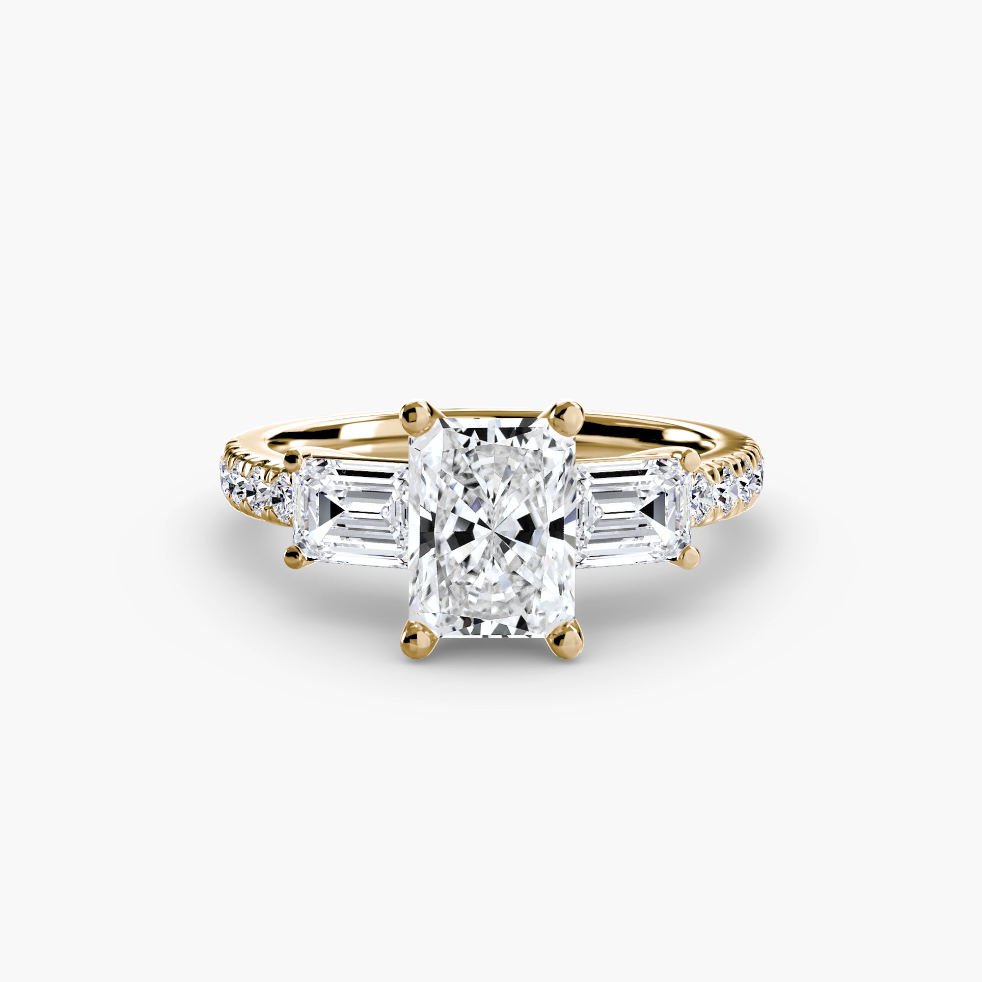 Ring with Three Stones and Pavé Band 4