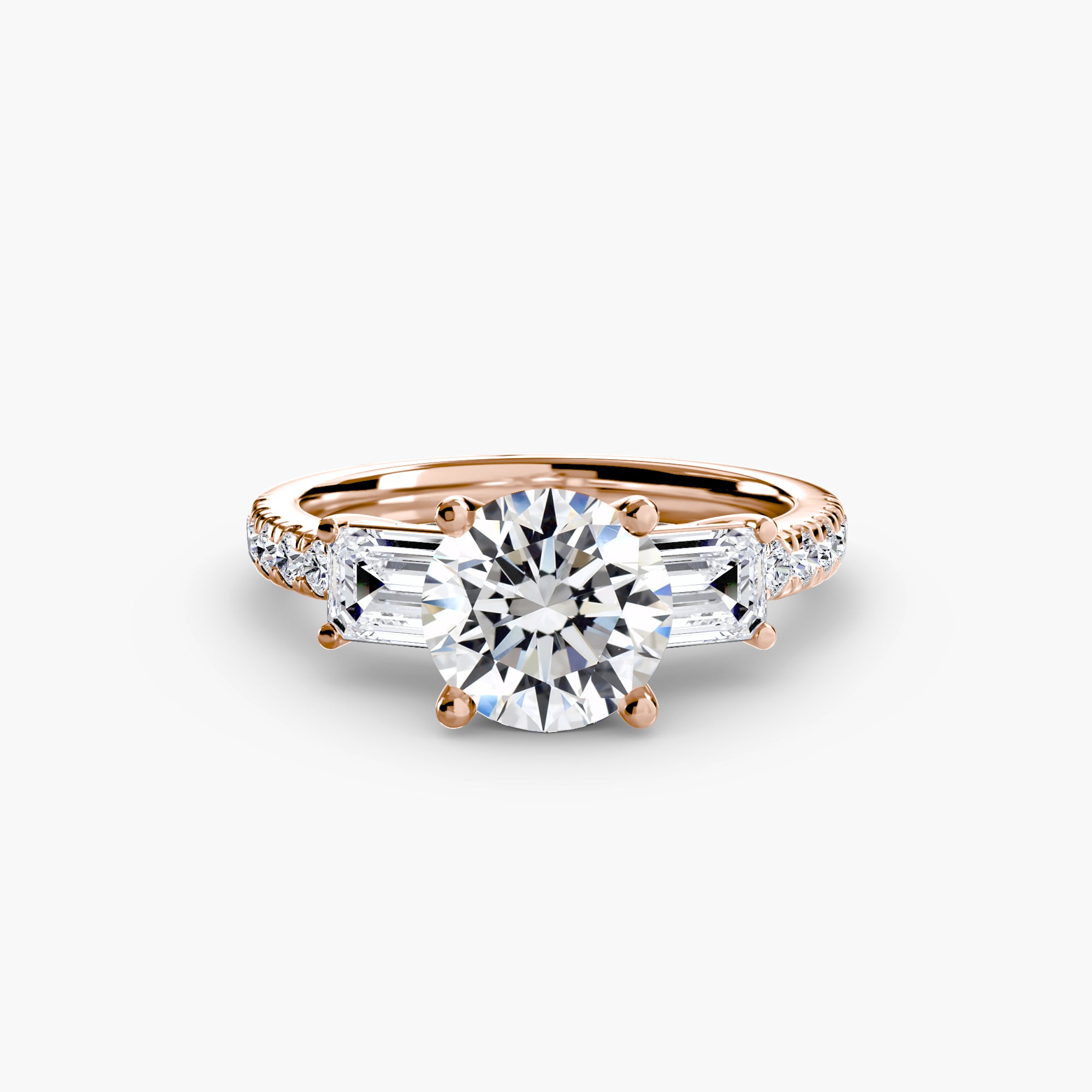Ring with Three Stones and Pavé Band 4