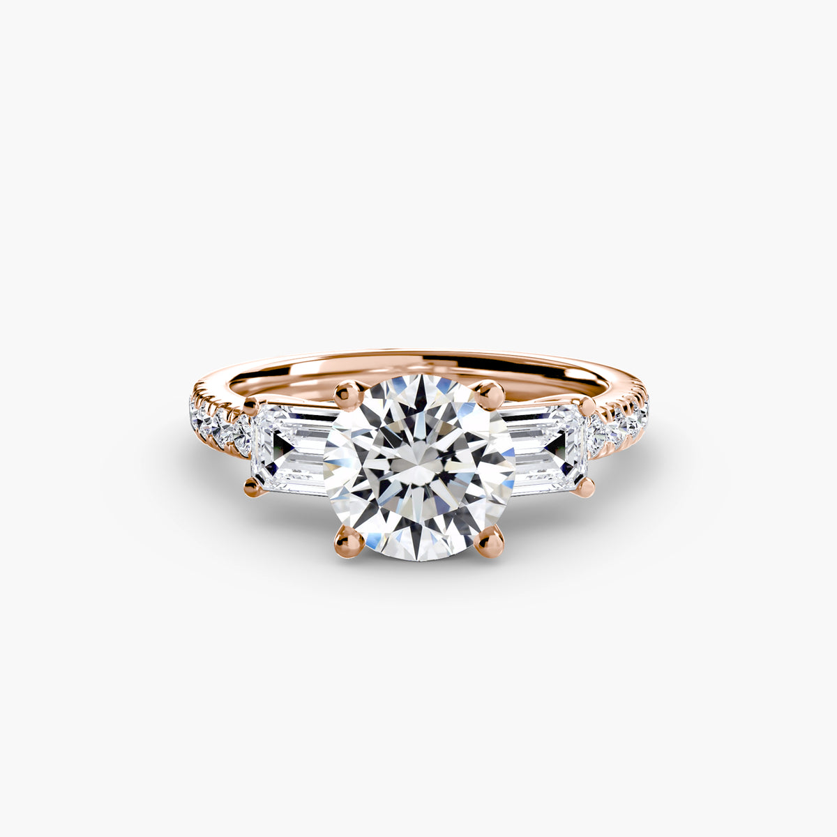 Ring with Three Stones and Pavé Band 4