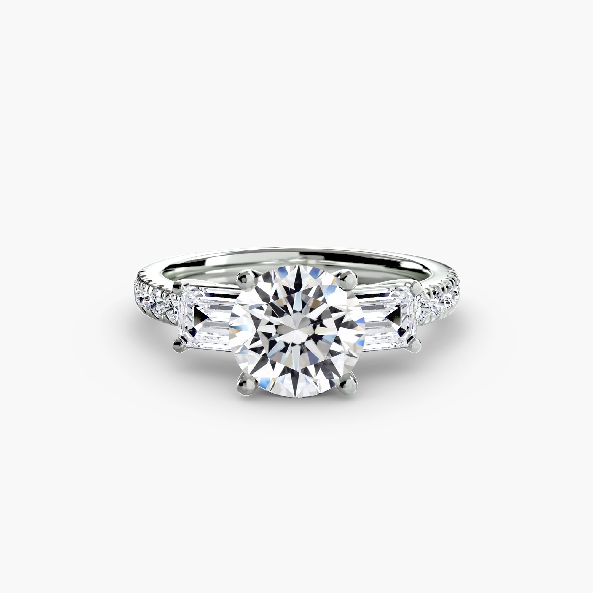 Ring with Three Stones and Pavé Band 4