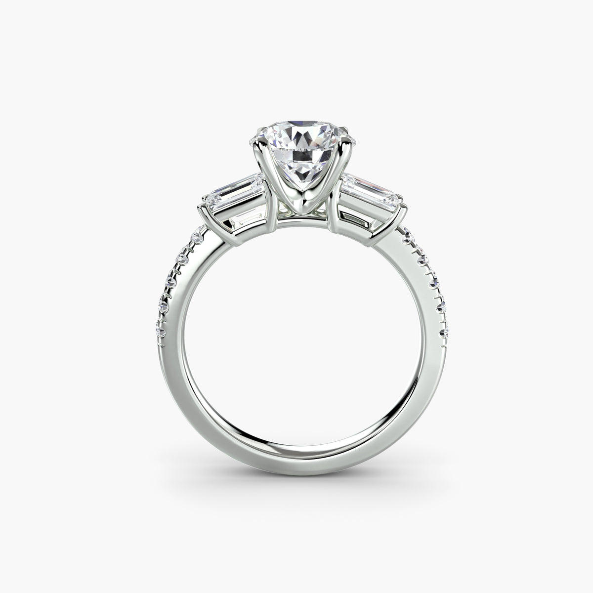 Ring with Three Stones and Pavé Band 4