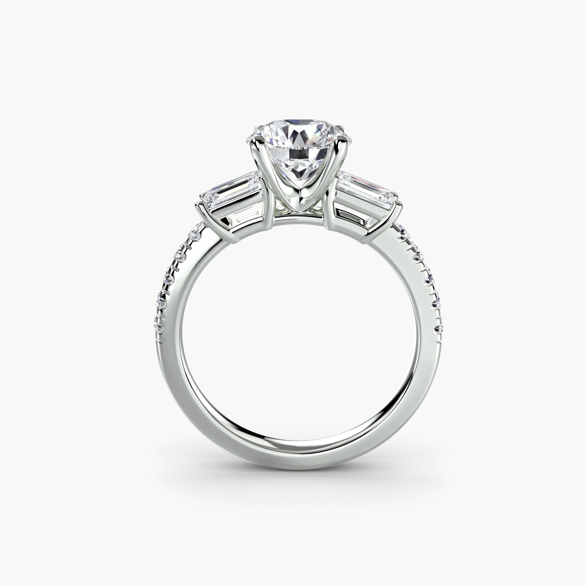 Anello con Tre Pietre e Fascia Pavé 4